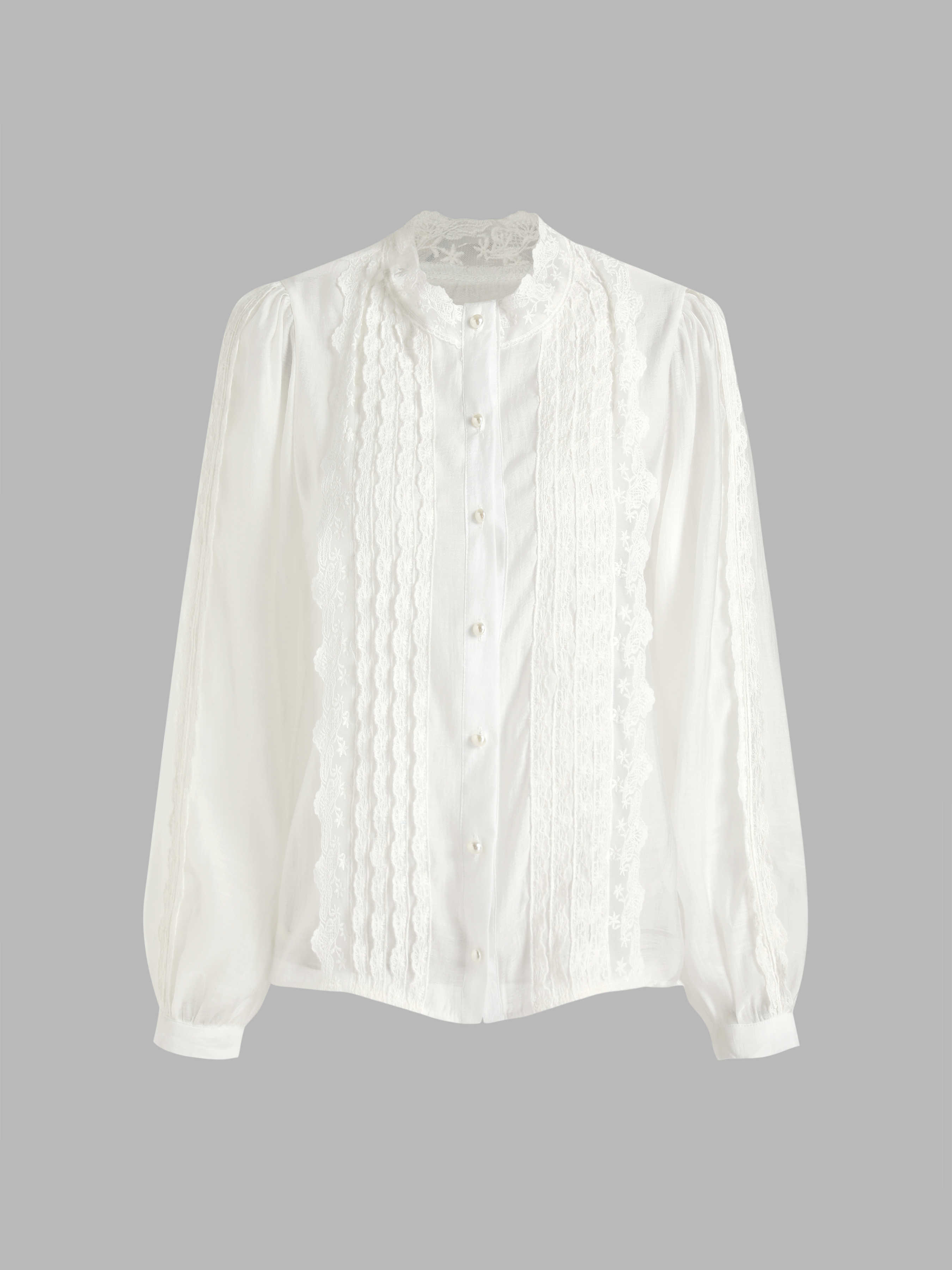 Lace Pearl Button Blouse - Cider