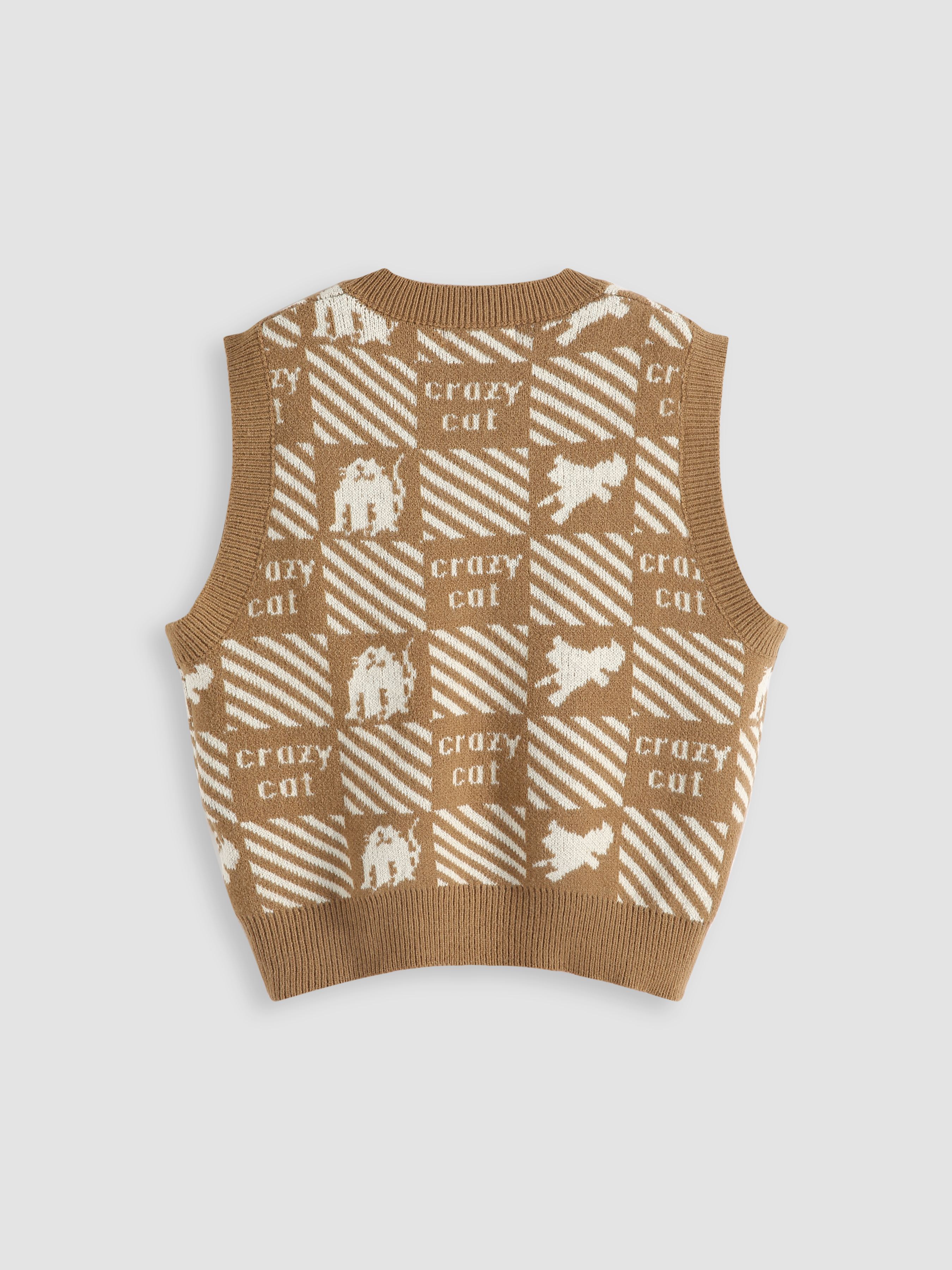 Feline Nature Sweater Vest - Cider