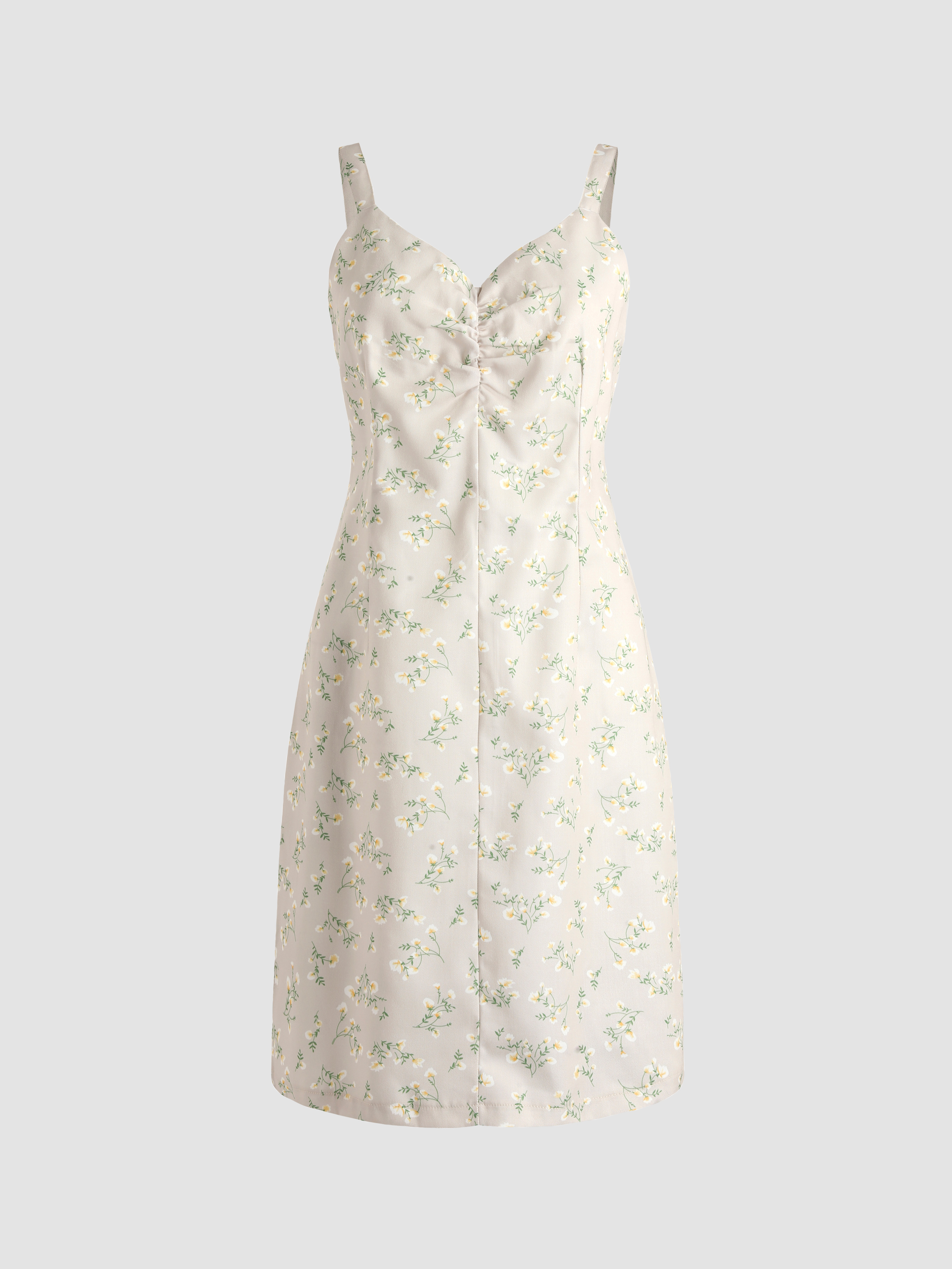 Denim Floral Print Slit Mini Dress Cider