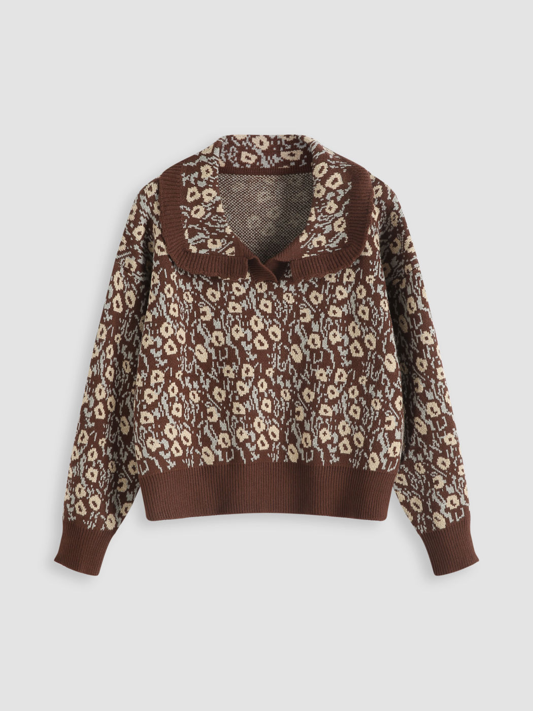 Tan Floral Print Sweater