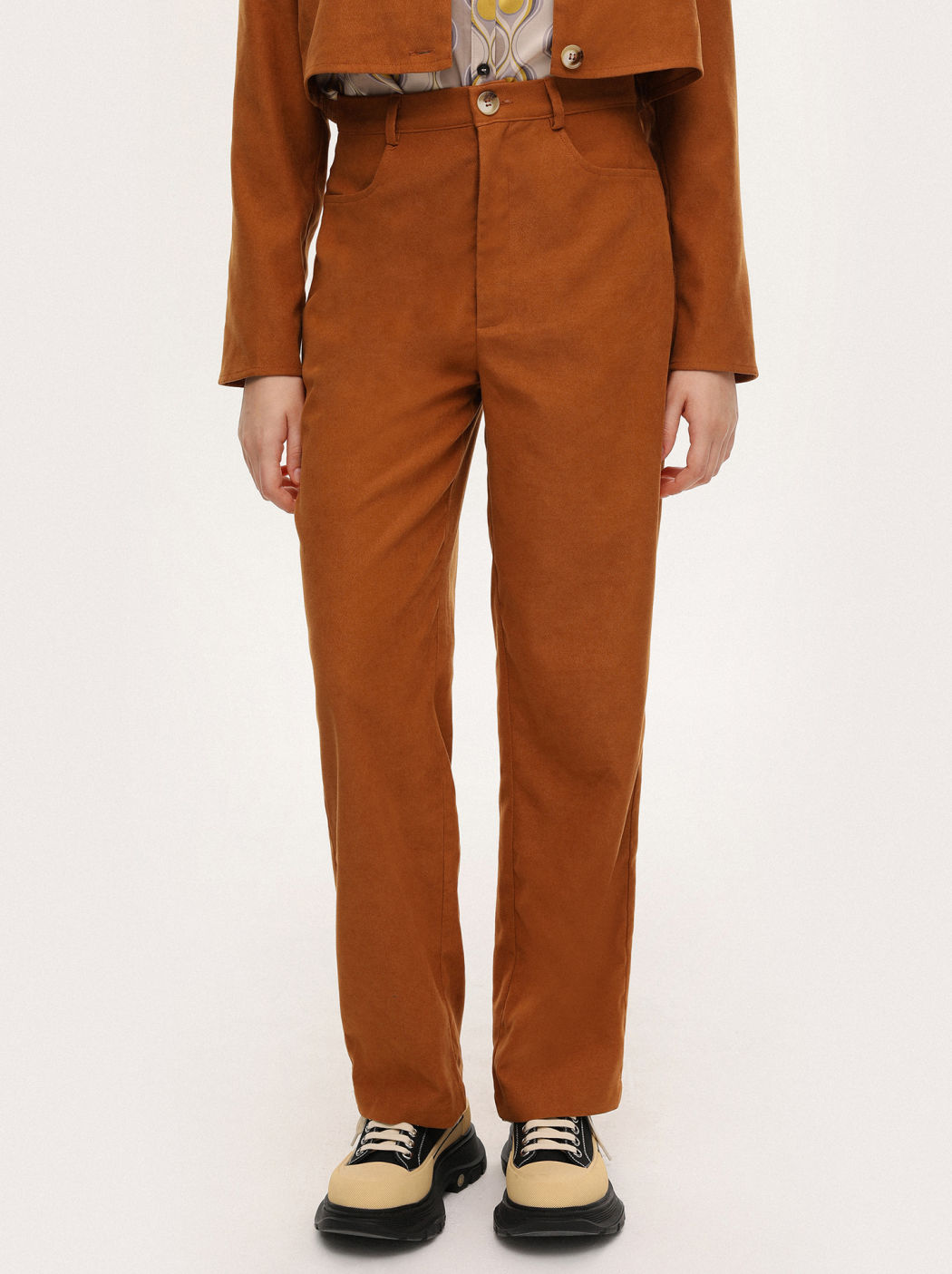 Brown Solid Pants