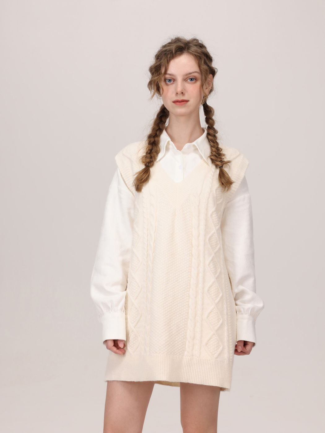 White Cable Knit Vest
