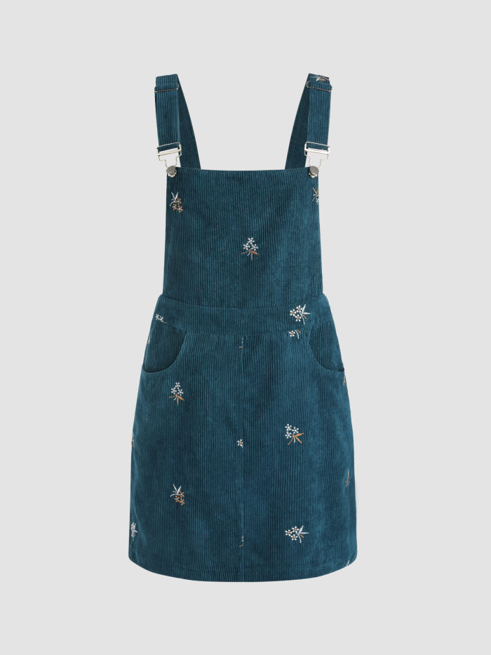 Floral Corduroy Overall Dress Cider