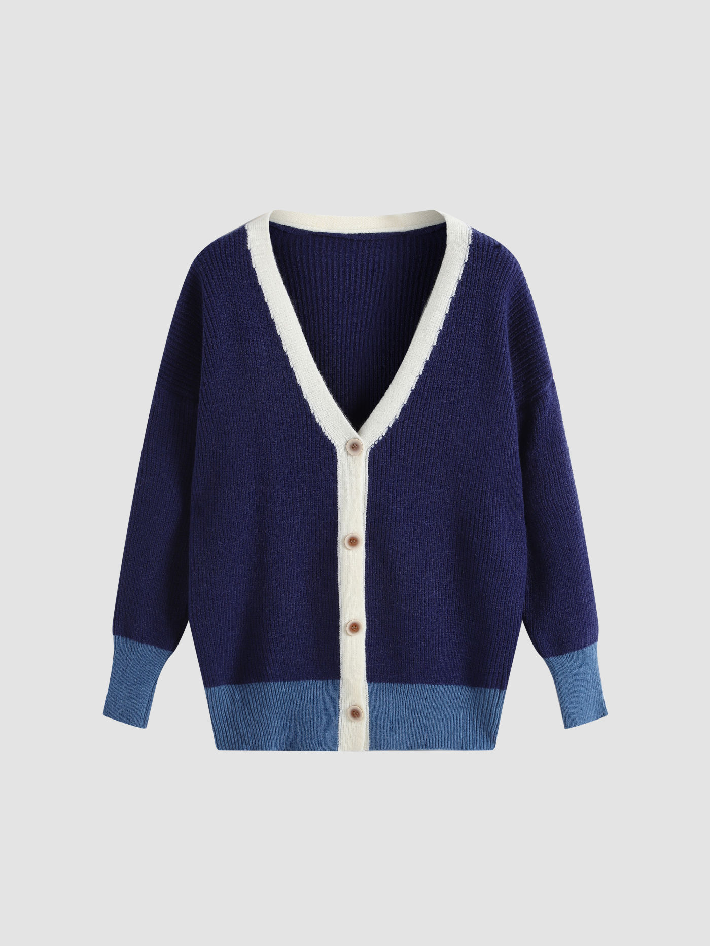 Kontrastierende Oversize-Strickjacke