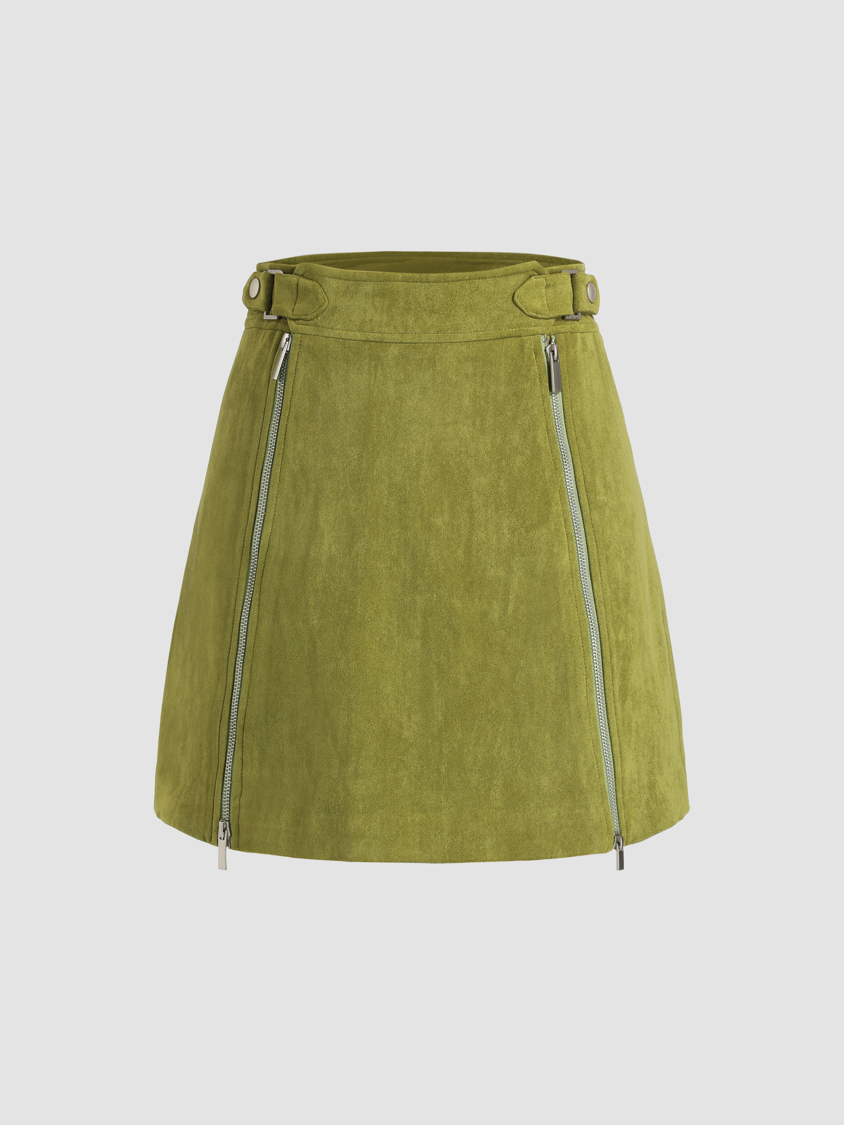 Corduroy Zip Up Skirt For Coffee Shop Date Daily Casual