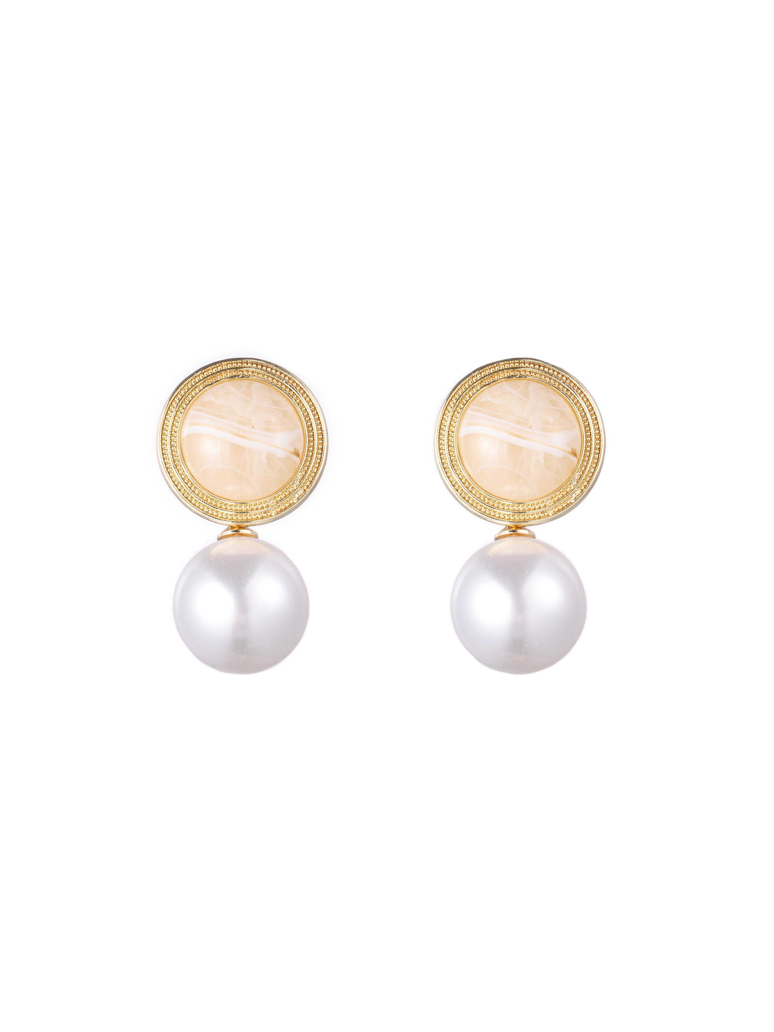 Rhinestone Stone & Faux Pearl Decor Earrings Cider