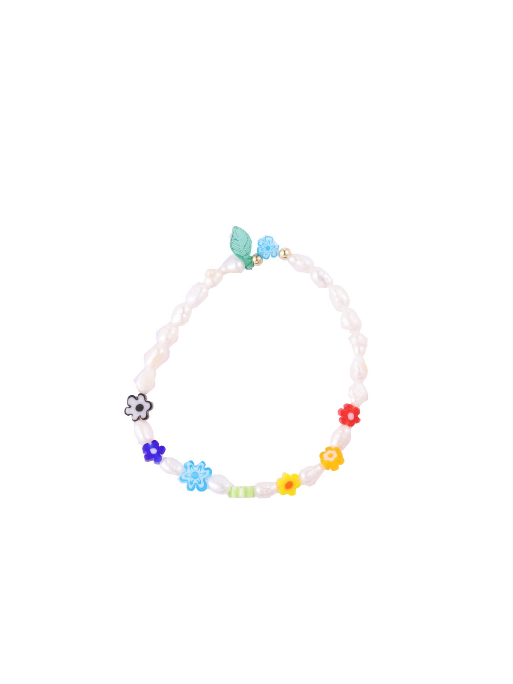 Süßes Blumen- und Kunstperlen-Armband