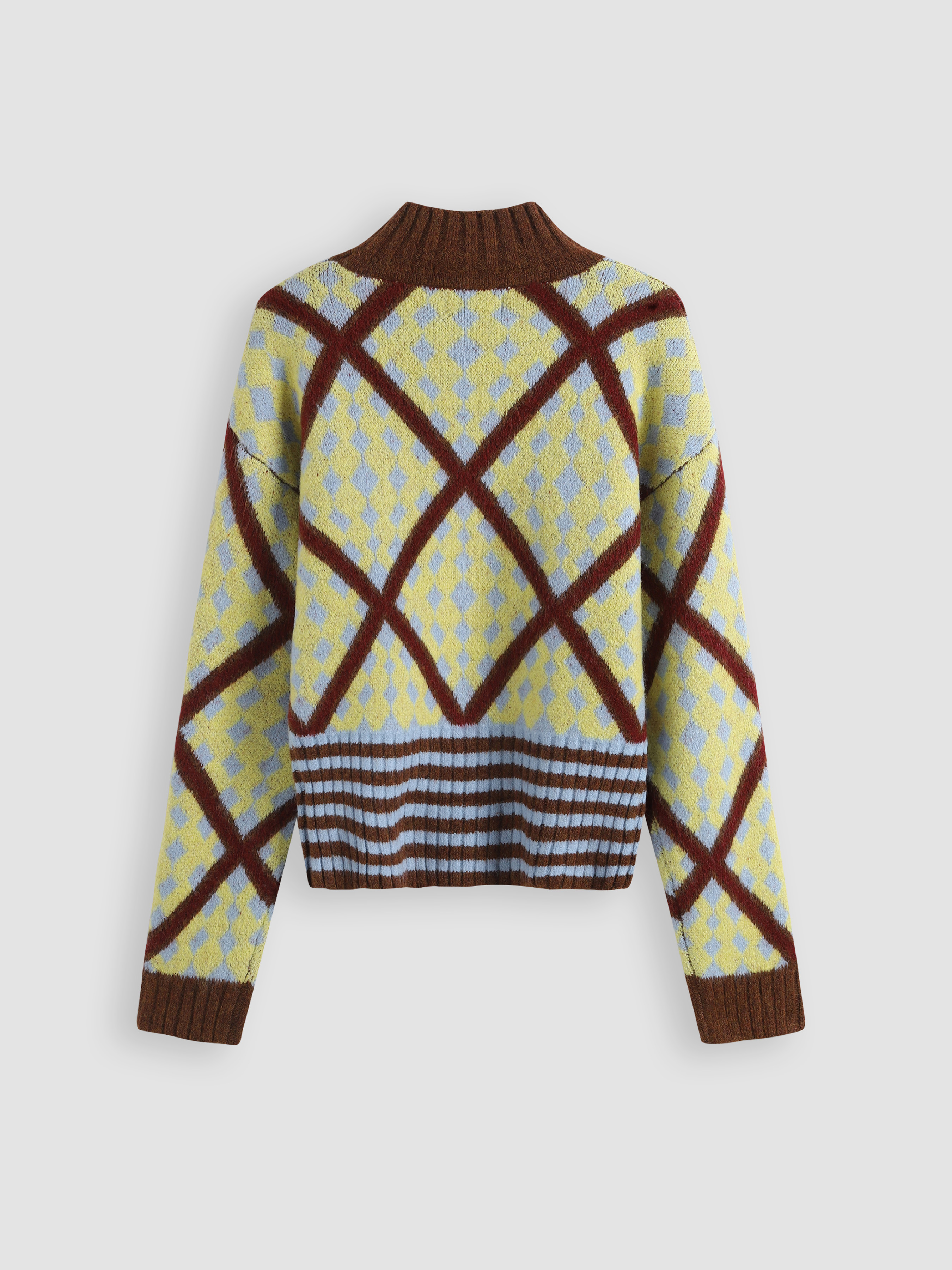 Argyle&Striped Sweater Cider