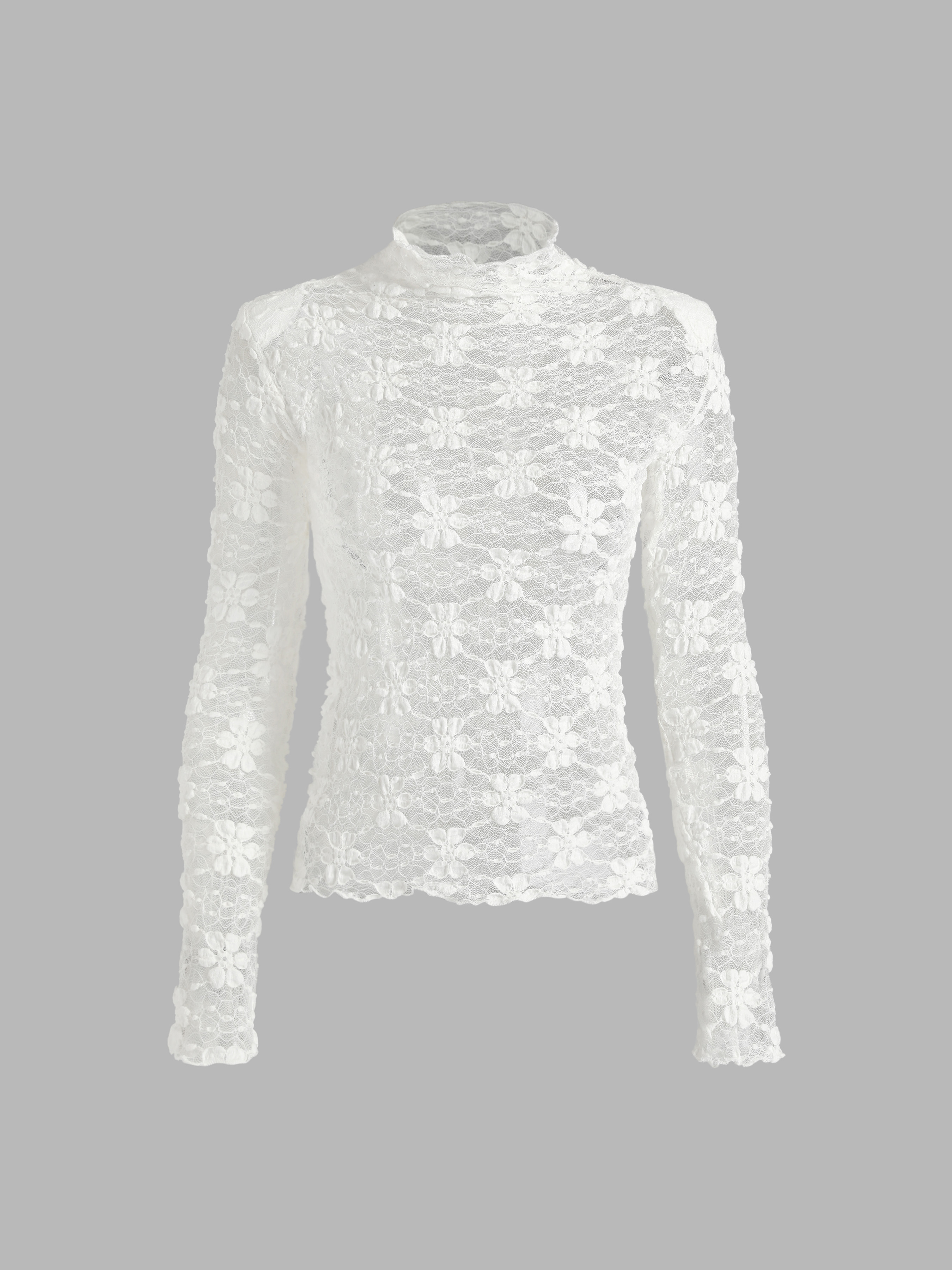 Lace Floral Print Long Sleeve Top For Daily Casual Date Coffee