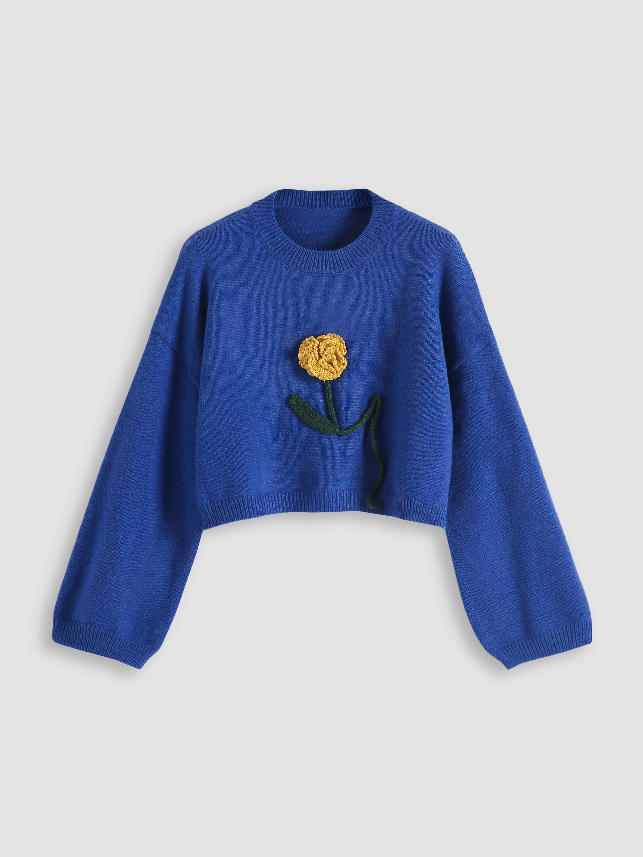 Floral Print Cropped Sweater Cider