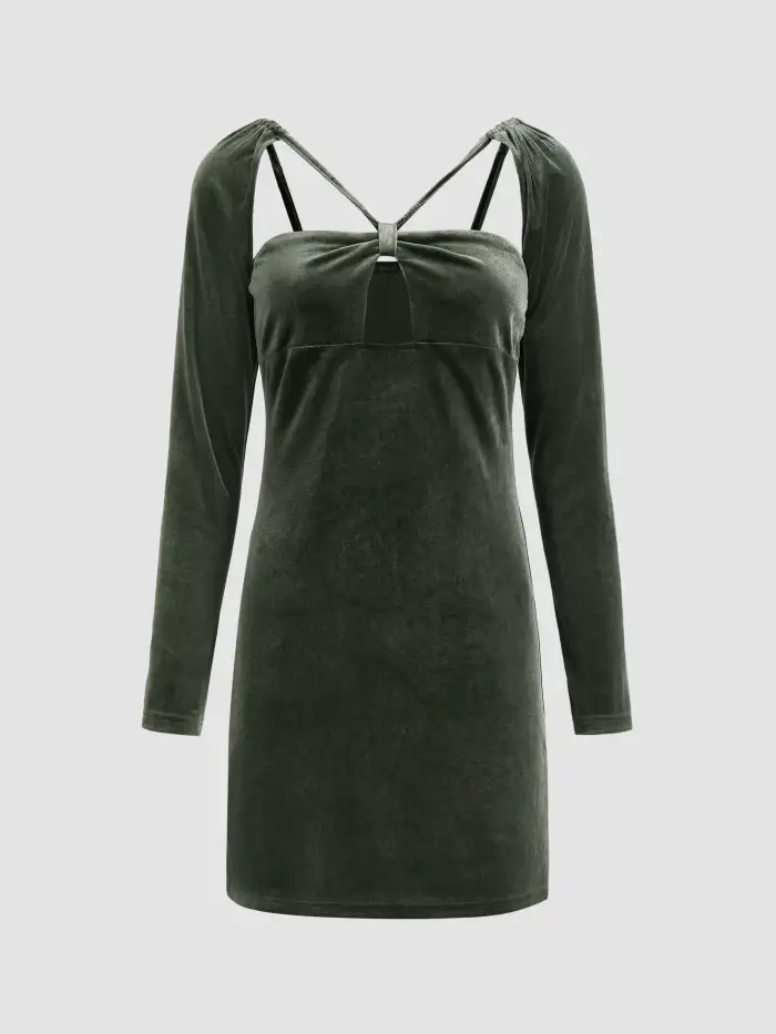 green emerald velvet dress Cider Kiss Strapless Velvet Mini Dress in Burgundy main image 0