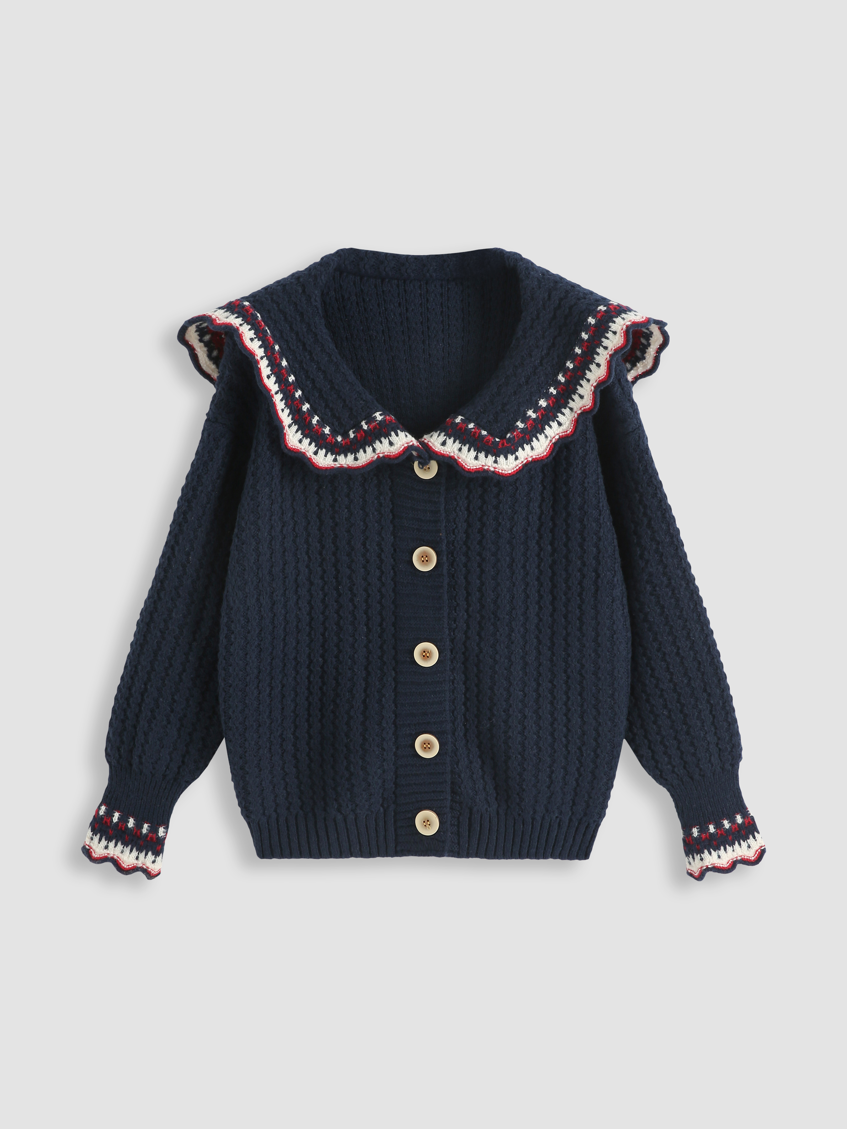 Sailor Collar Knit Cardigan - Cider