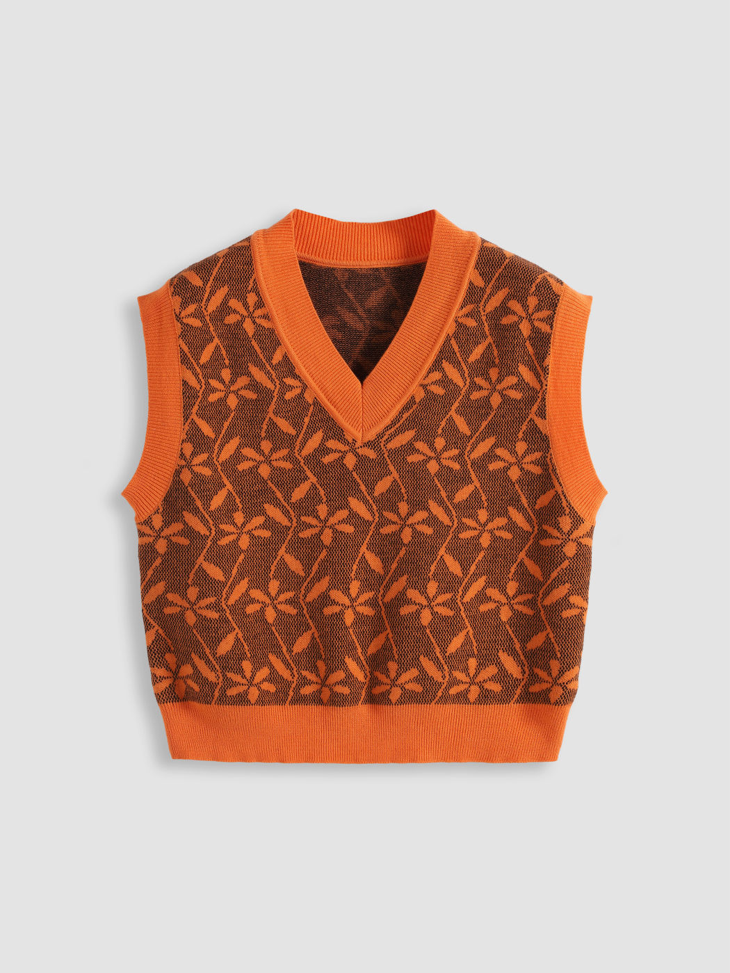 Autumn Floral Print Knit Vest
