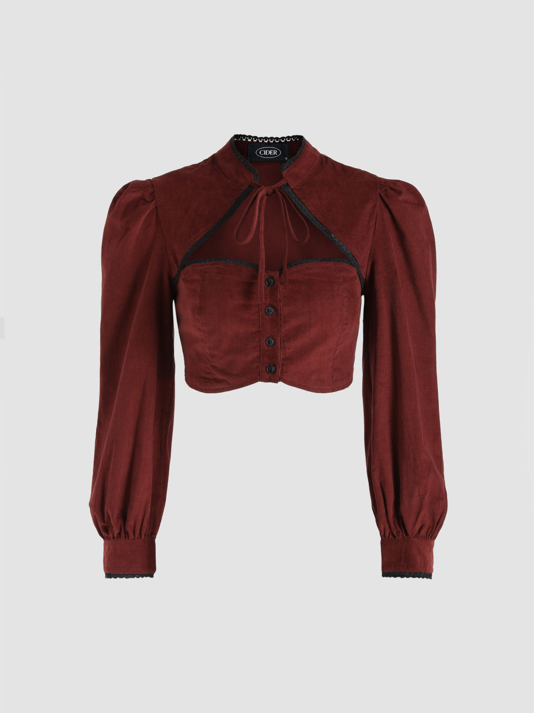 Warmes Langarm-Crop-Top mit Blumenbesatz