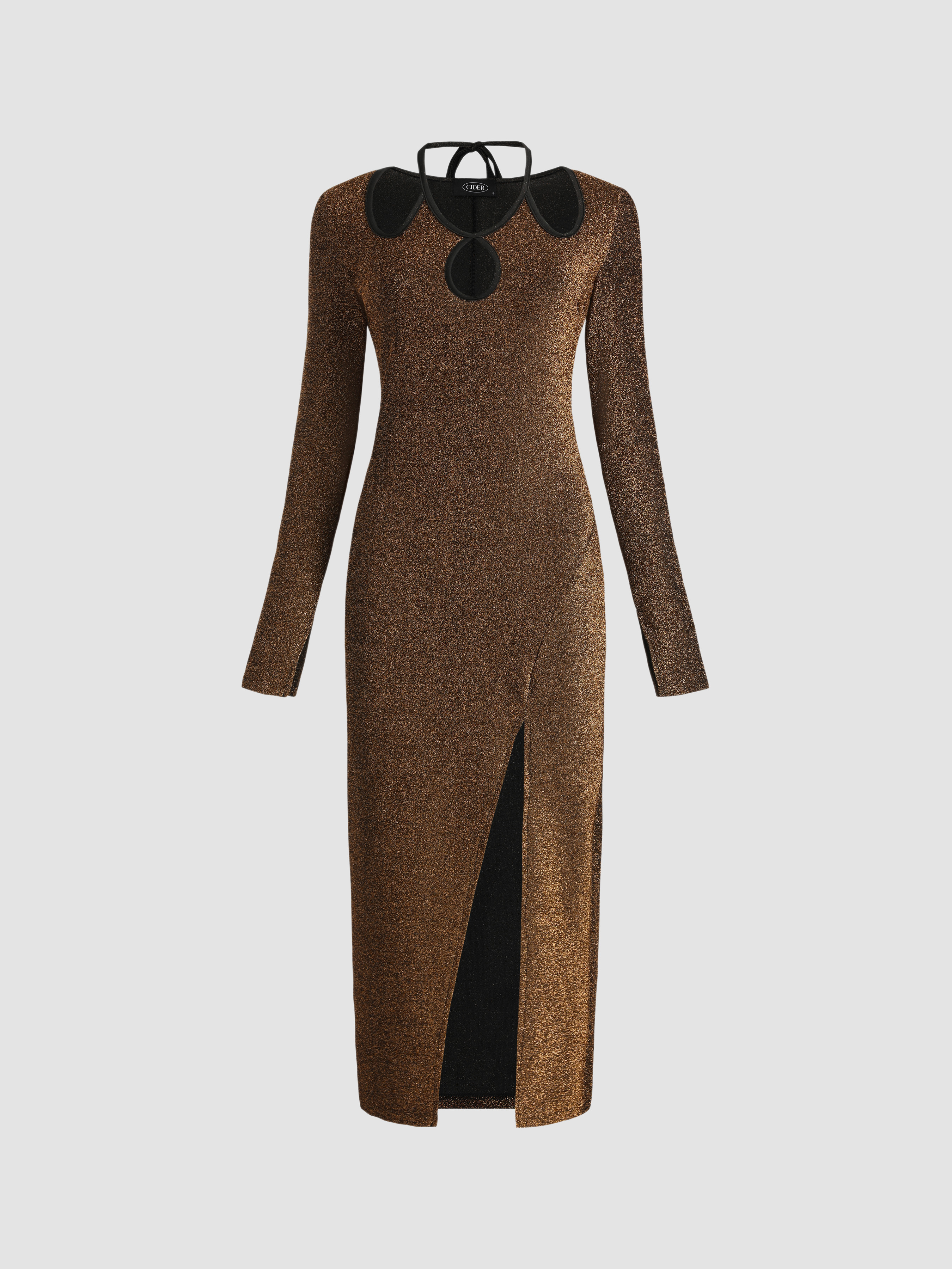 Cut Out Glitter Maxi Dress Cider