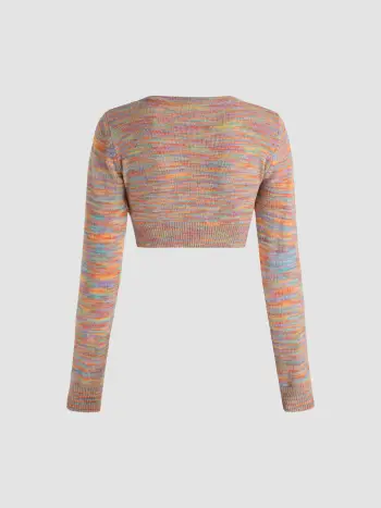 Top con rifiniture floreali in maglia arcobaleno