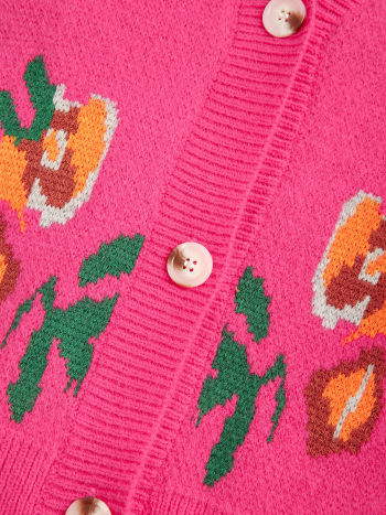 Pink Flower Pattern Cardigan