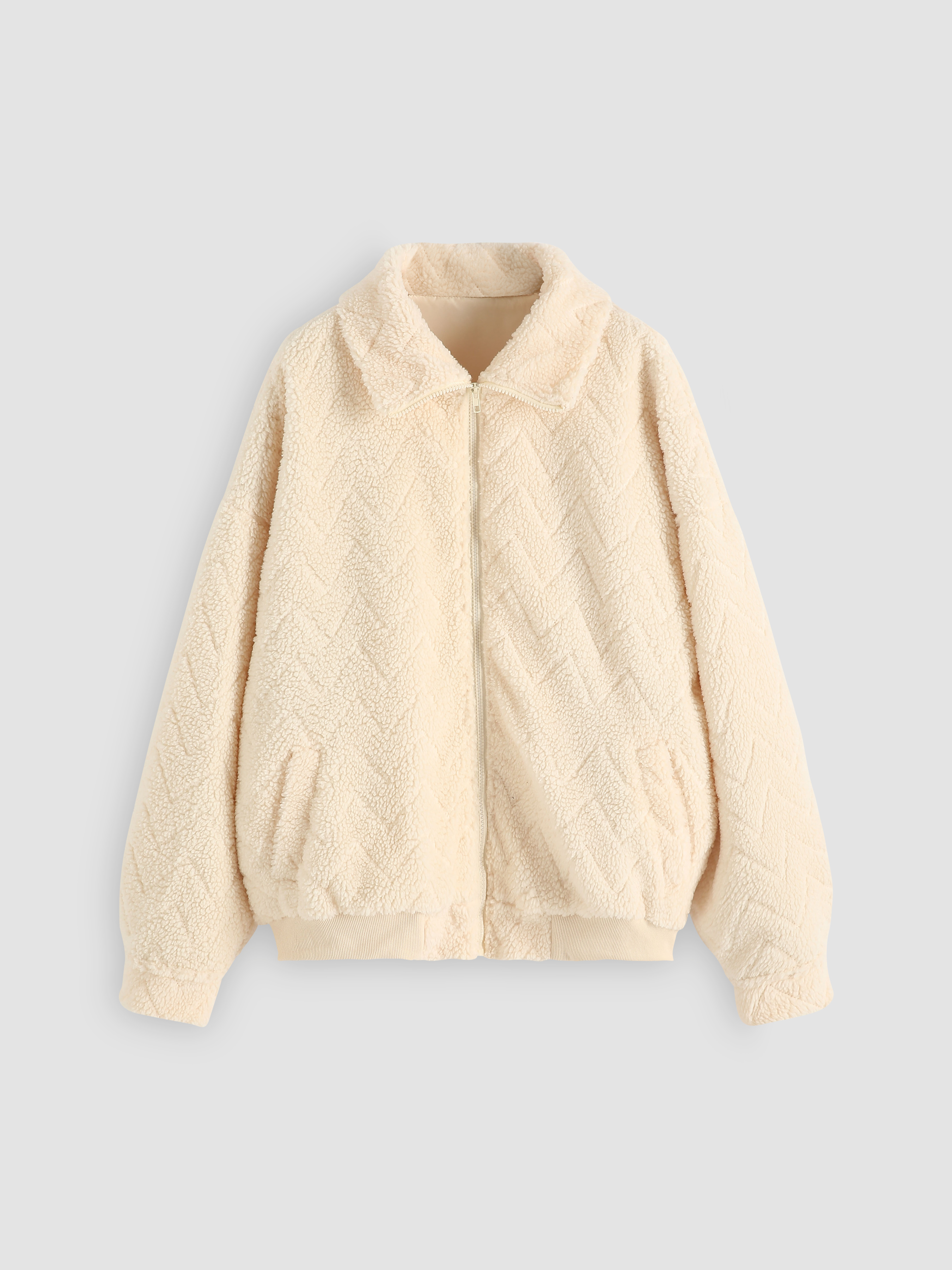 Wave Stripe Teddy Coat