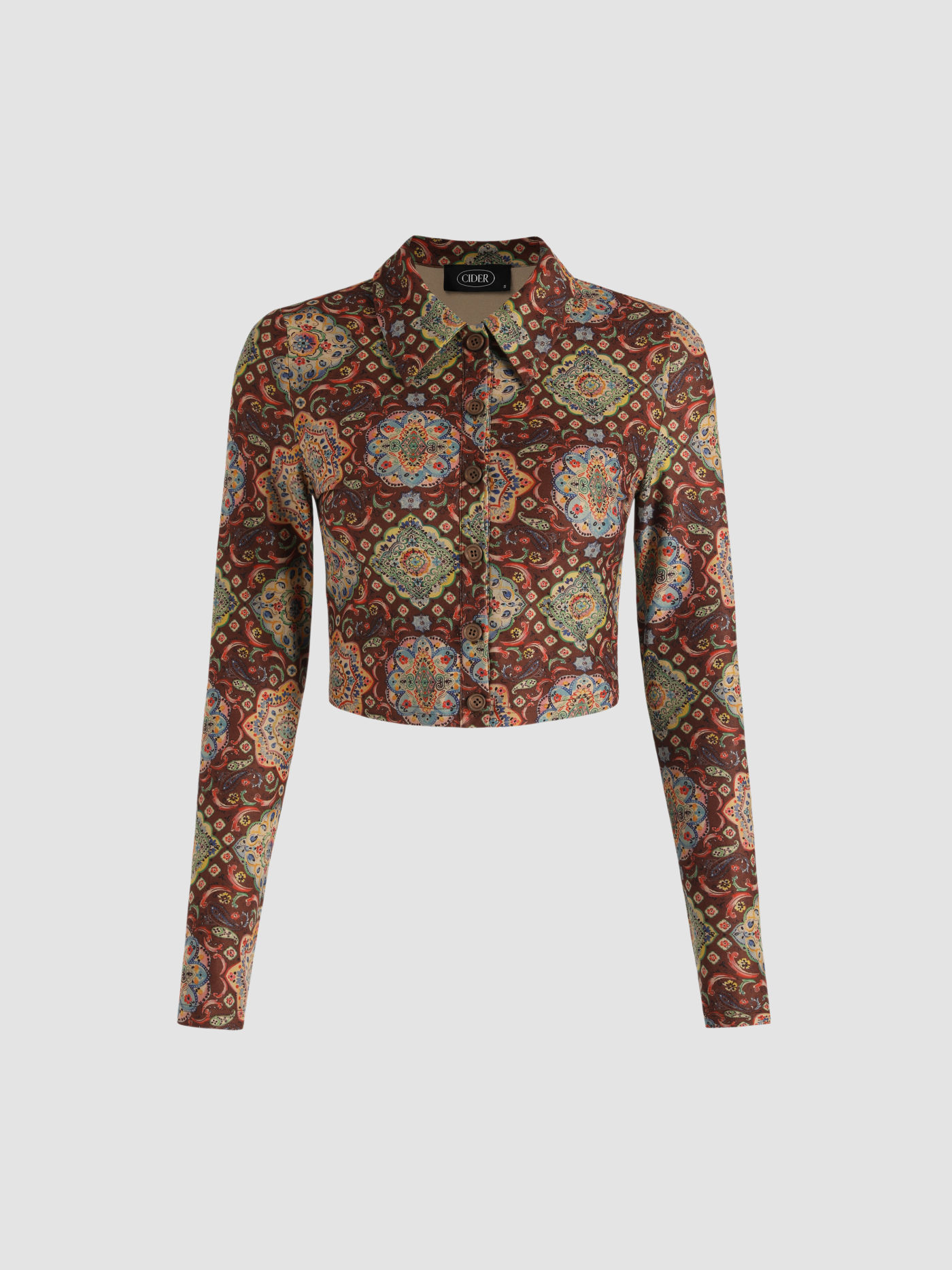 Retro All Over Print Crop Shirt