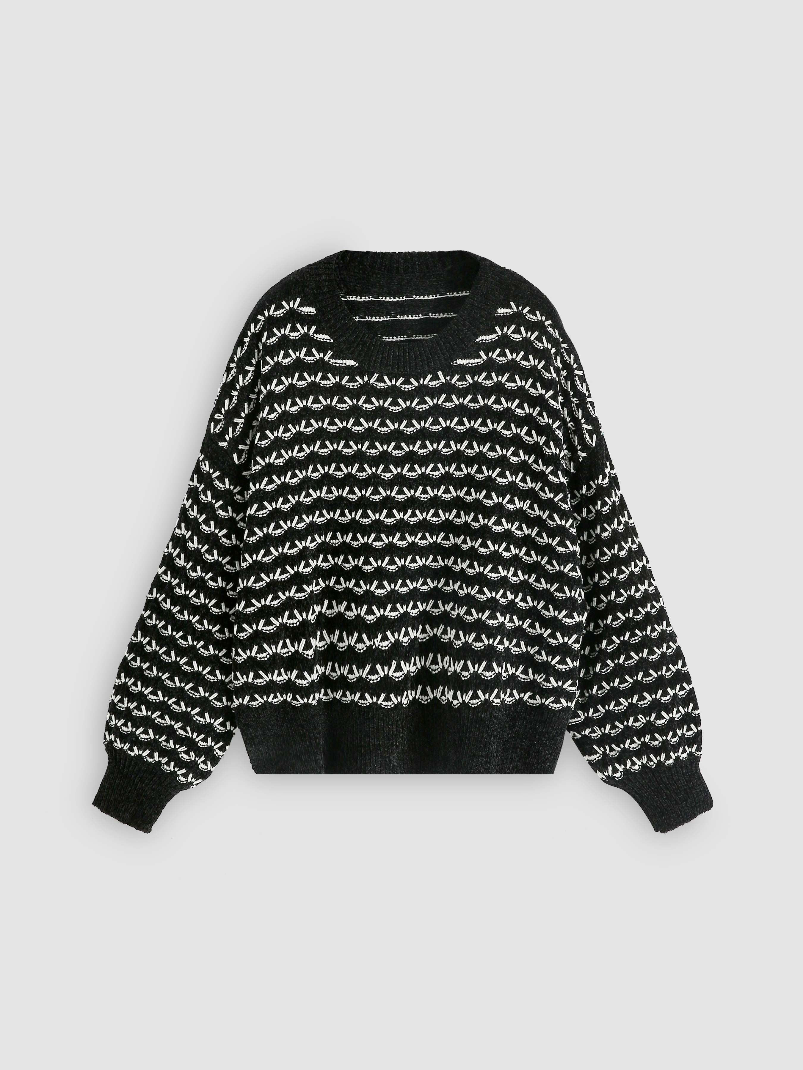 Black Stripe Long Sleeve Sweater - Cider