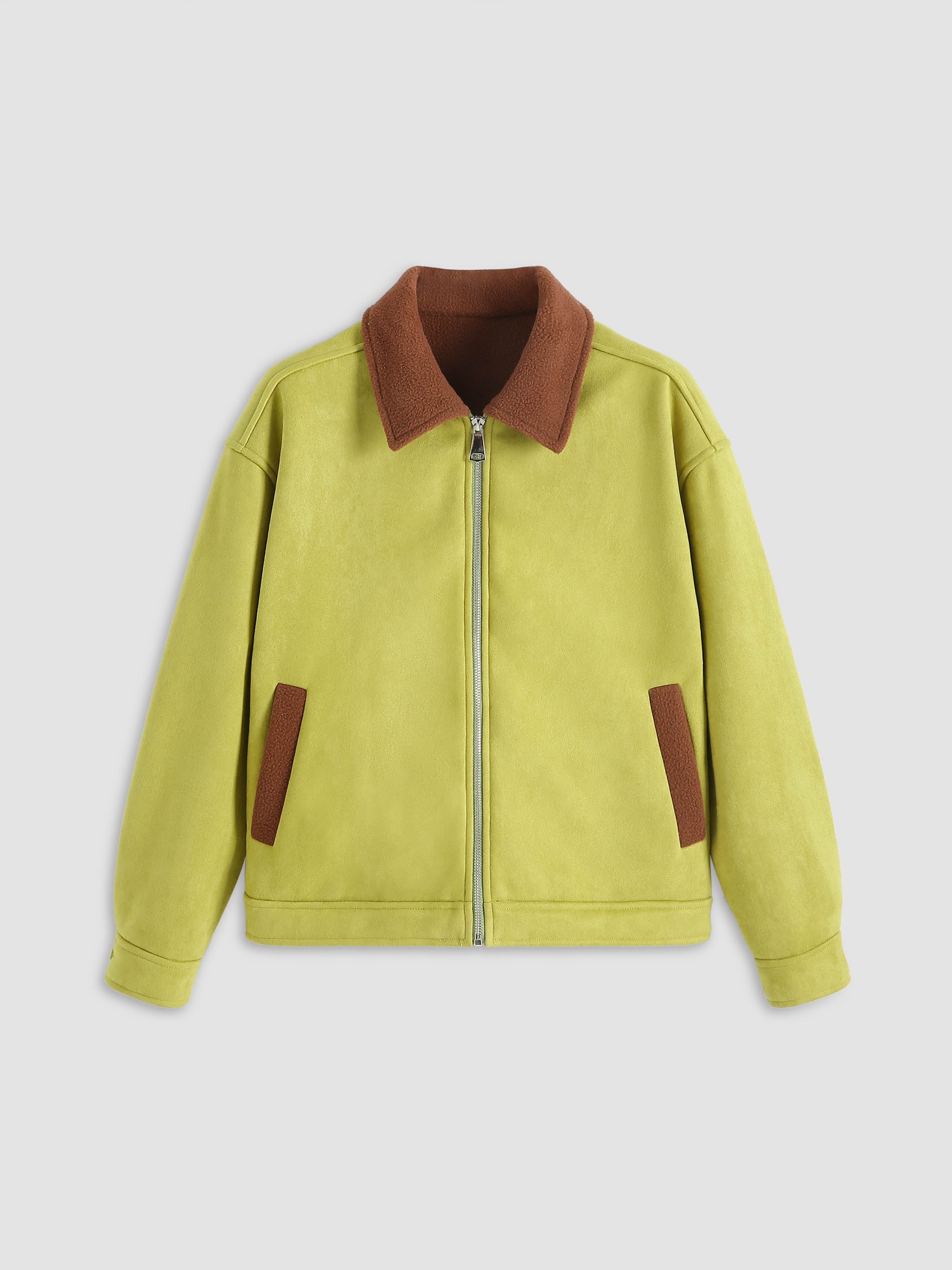 Teddy Patchy Zip Up Jacket - Cider