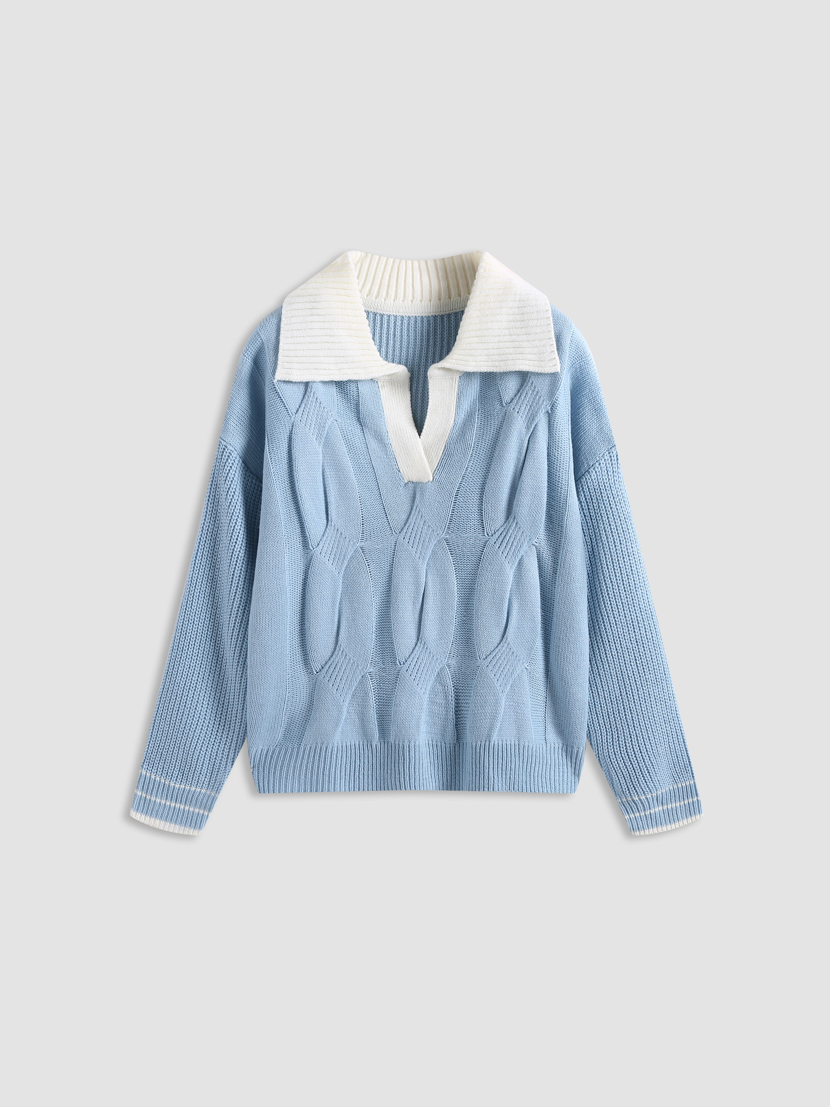Blue Contrasting Trim Sweater Cider