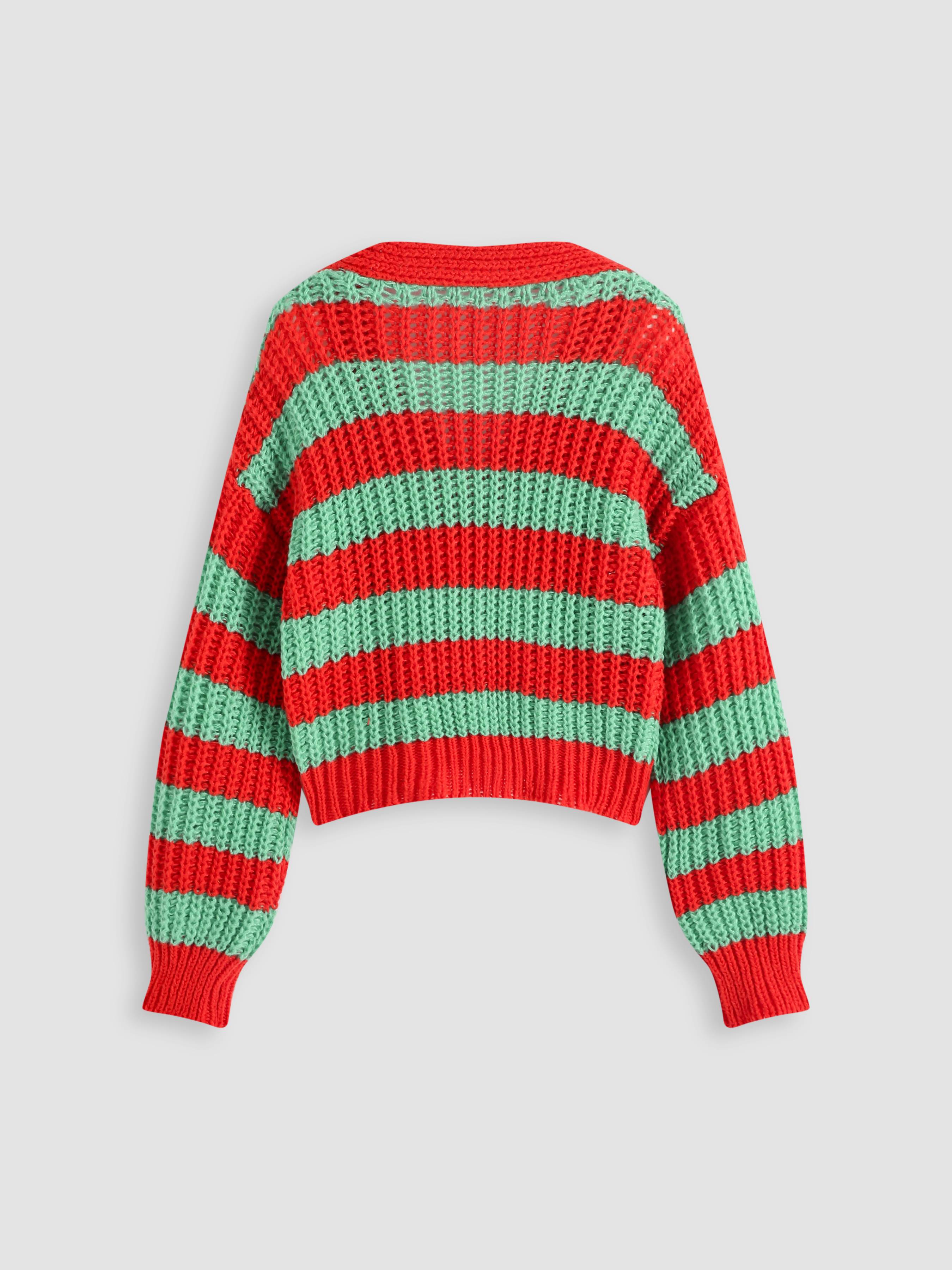 Striped Button Up Cardigan - Cider