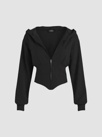 Hoodie Corset à Capuche Uni