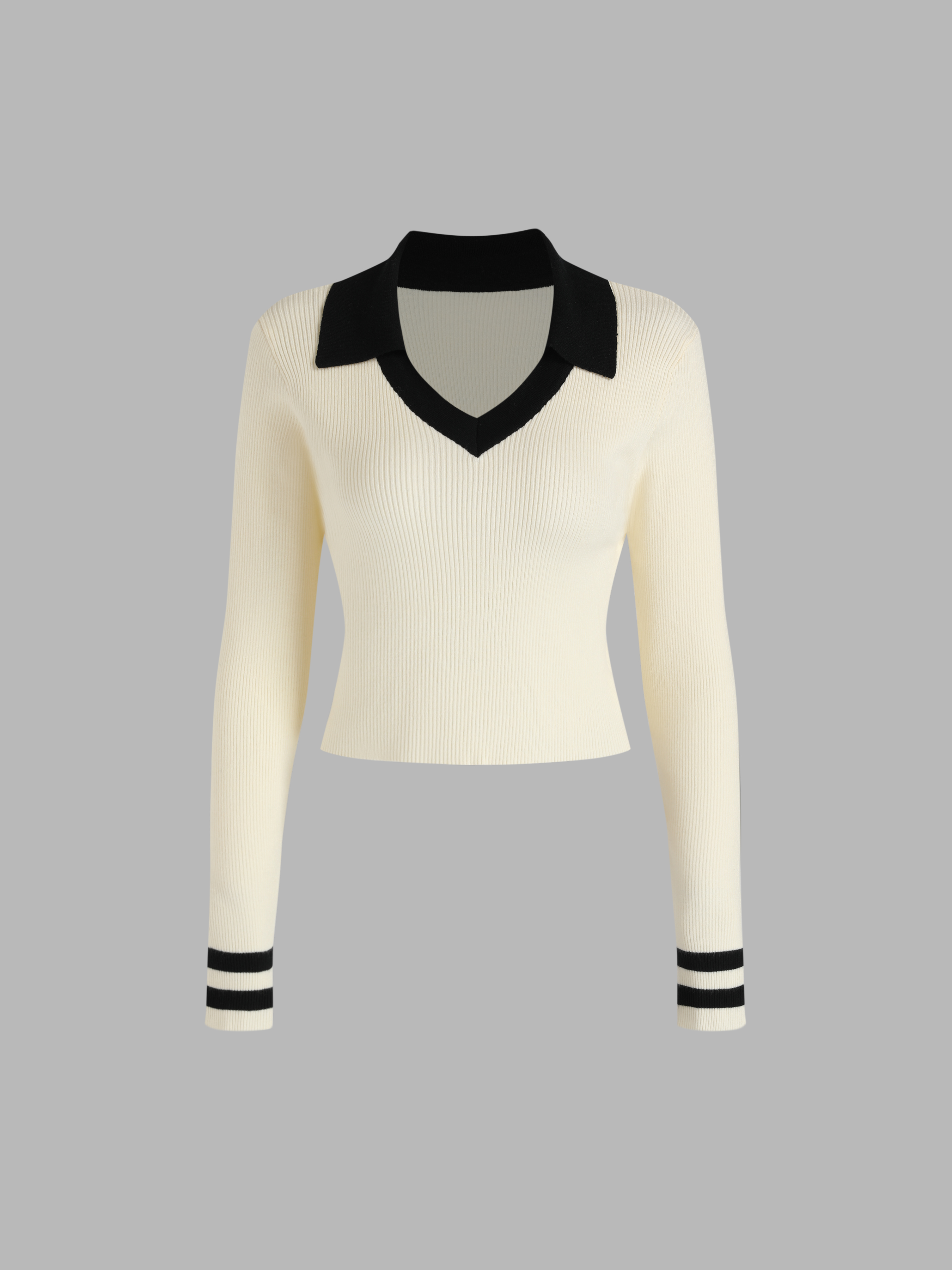 Contrast shop collar sweater