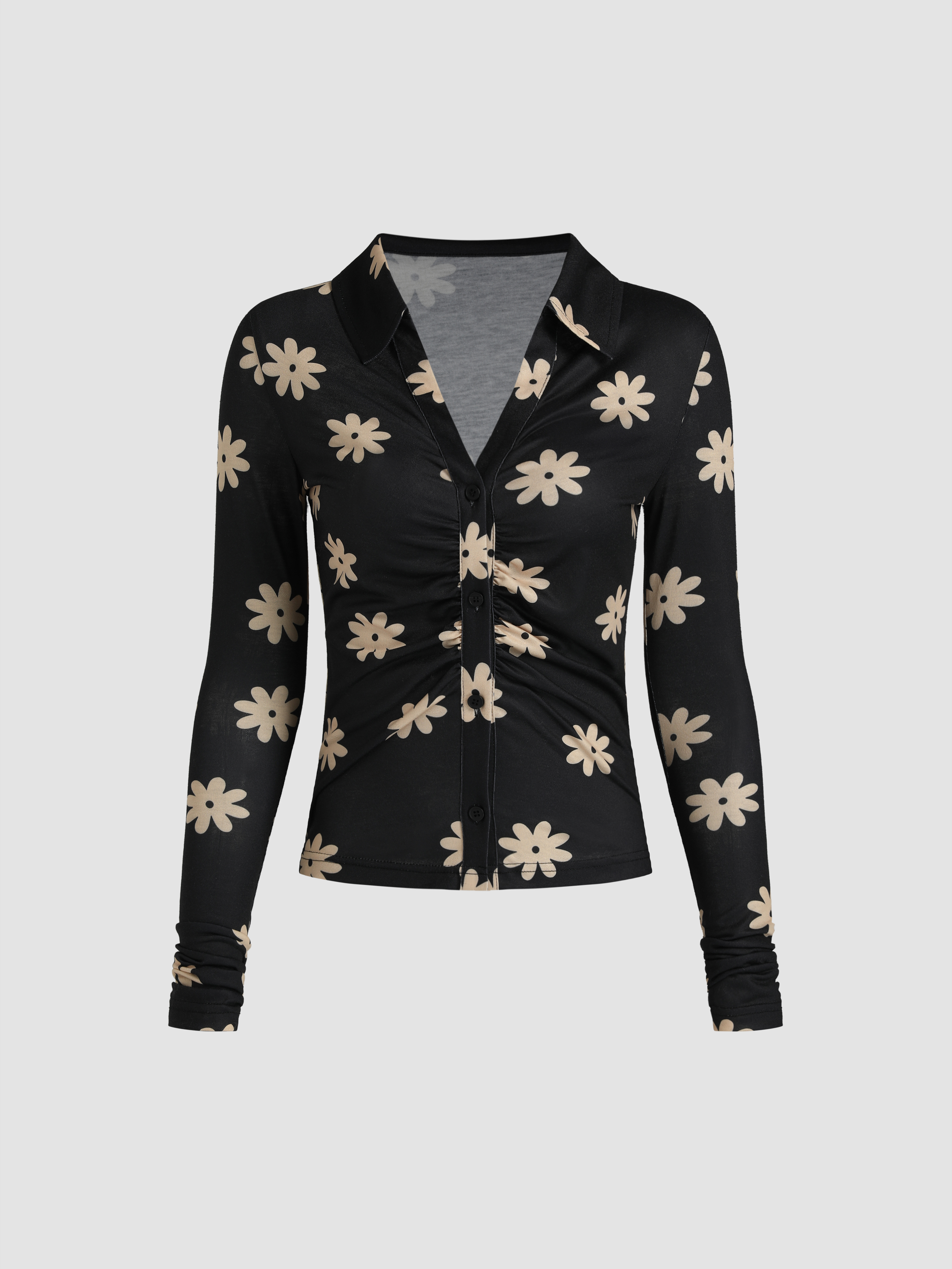 VNeck Floral Print Blouse Cider