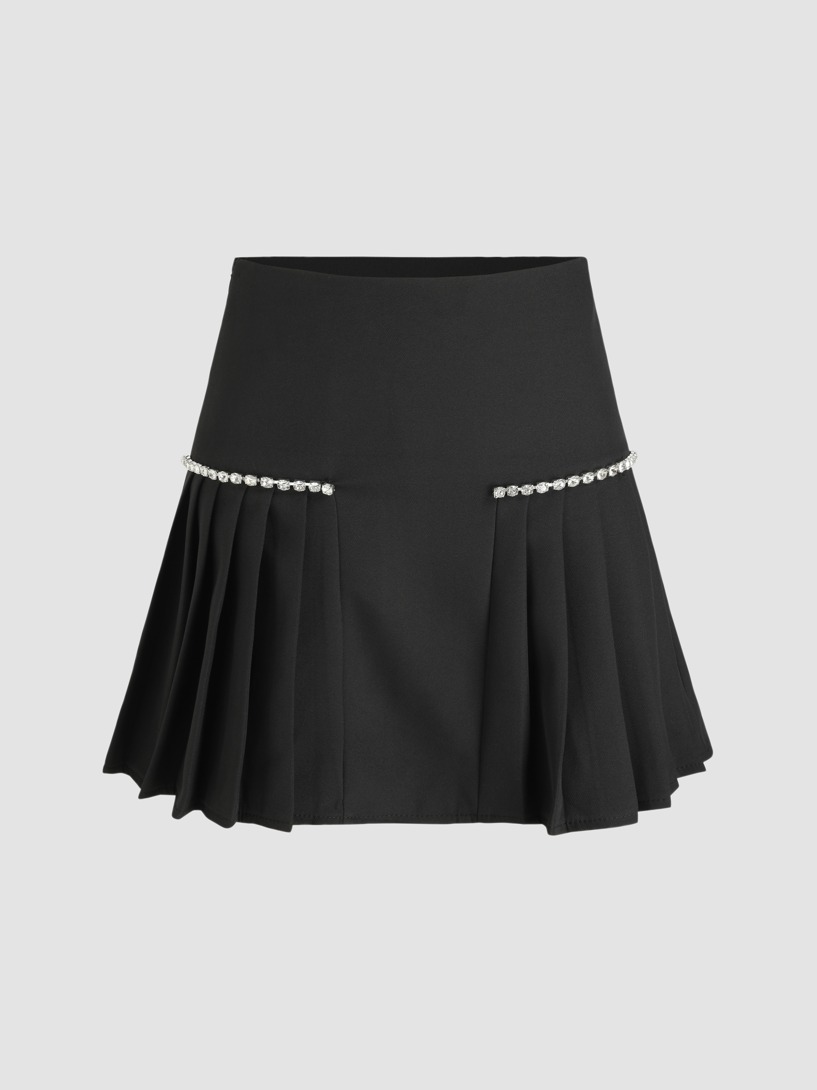 Diamond Detail Pleated Mini Skirt - Cider