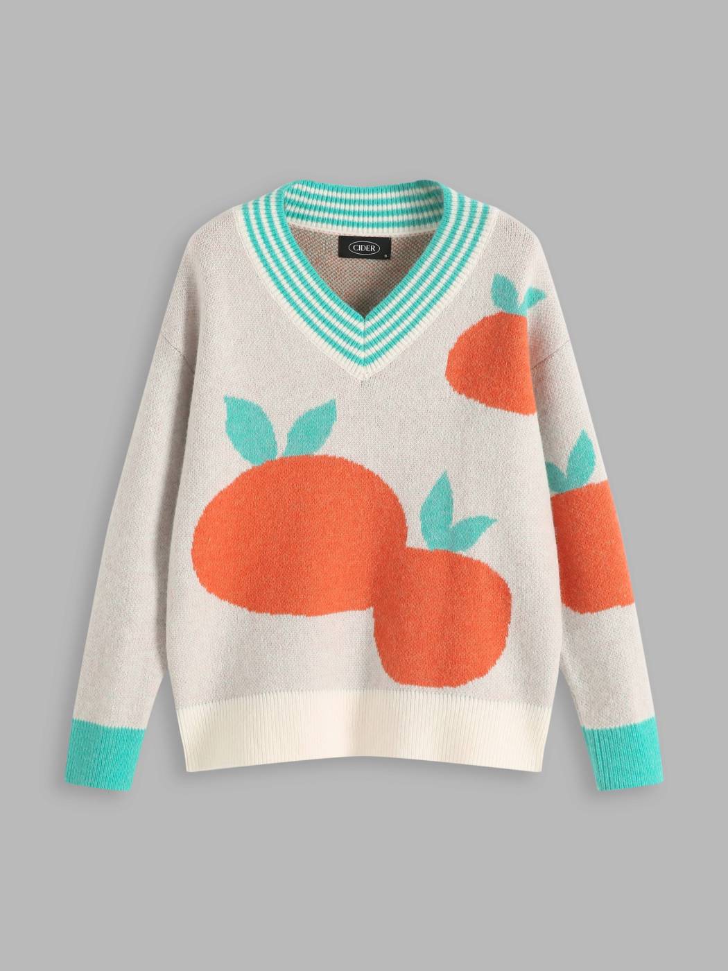 Pullover mit orangefarbenem Muster