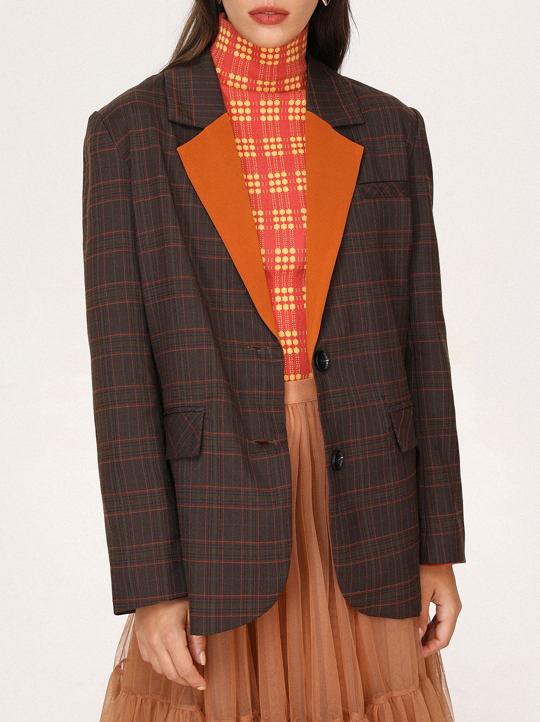 Plaid Pattern Blazer