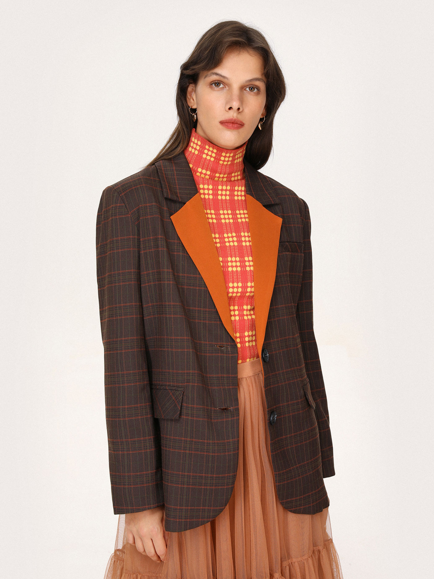 Plaid Pattern Blazer