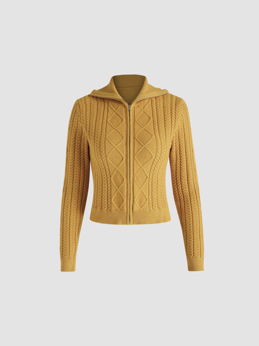 Zip Up Cable Knit Sweater