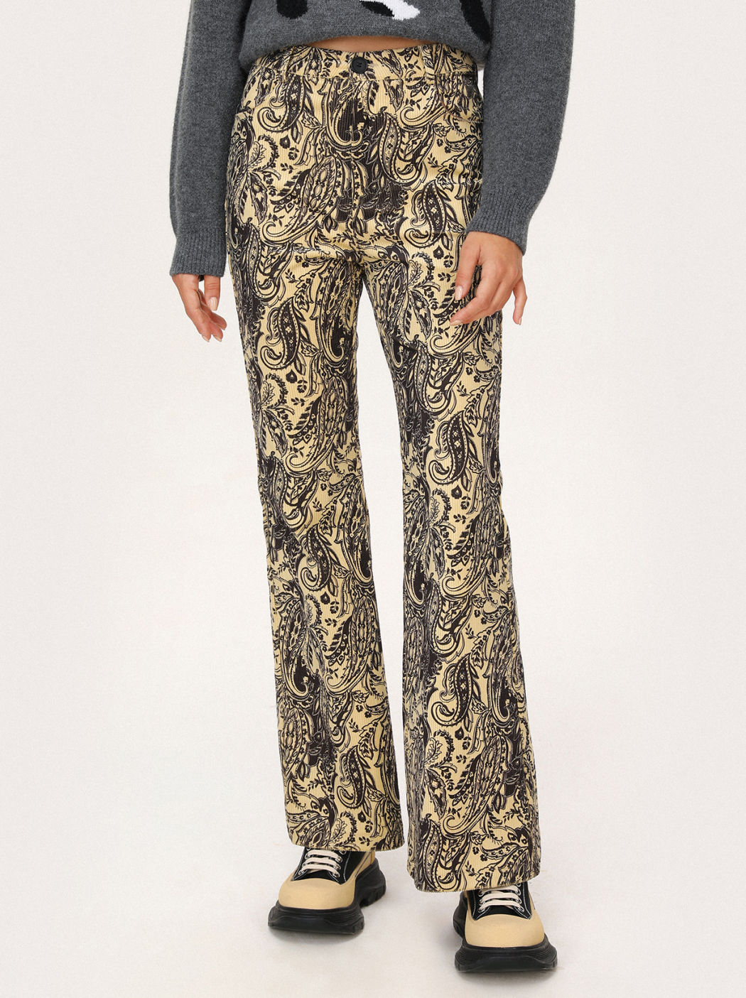  Pantalones Acampanados Acolchados de Estampado Paisley Acogedor