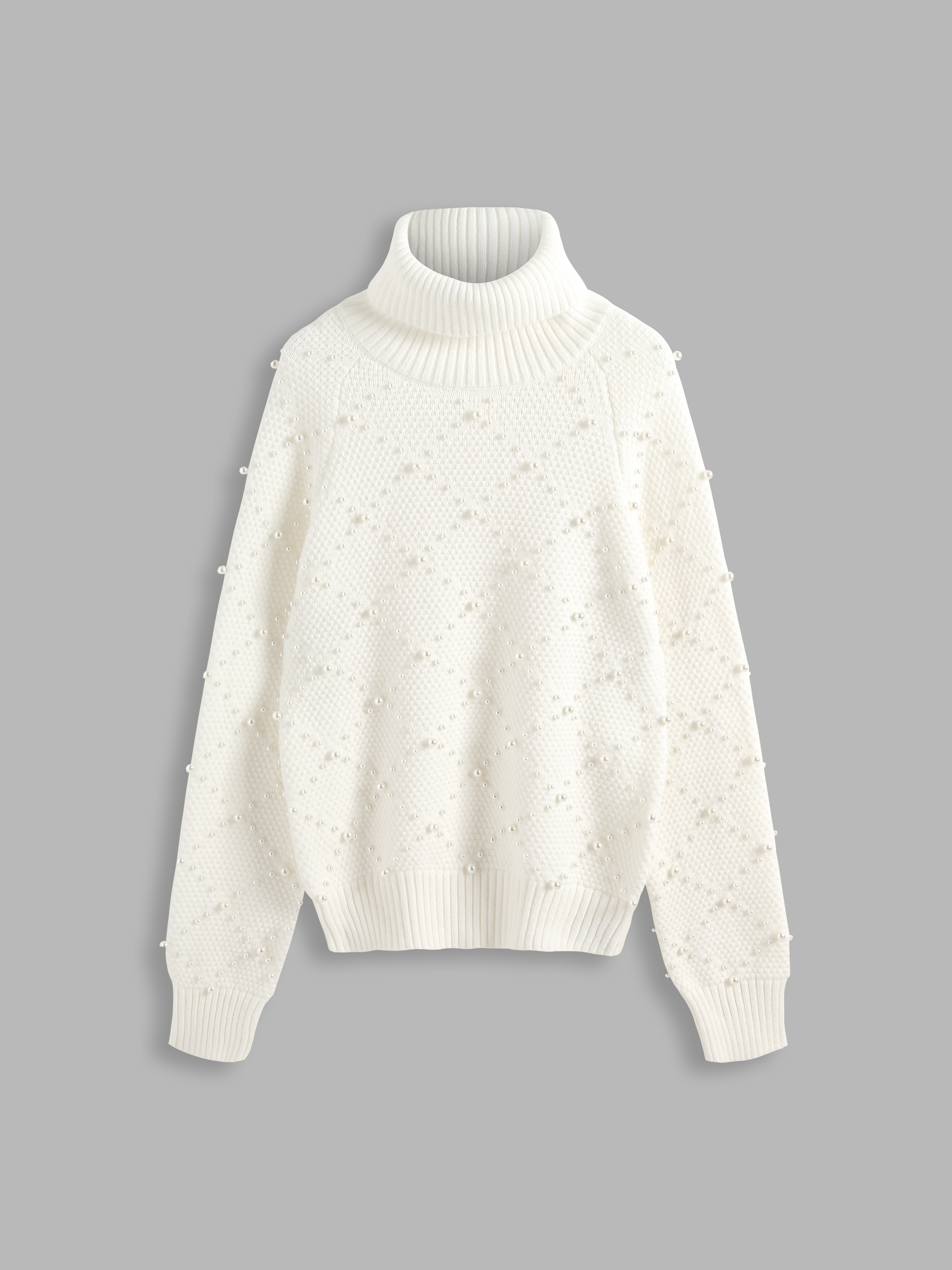 Pearl Detail Argyle Pattern Sweater - Cider