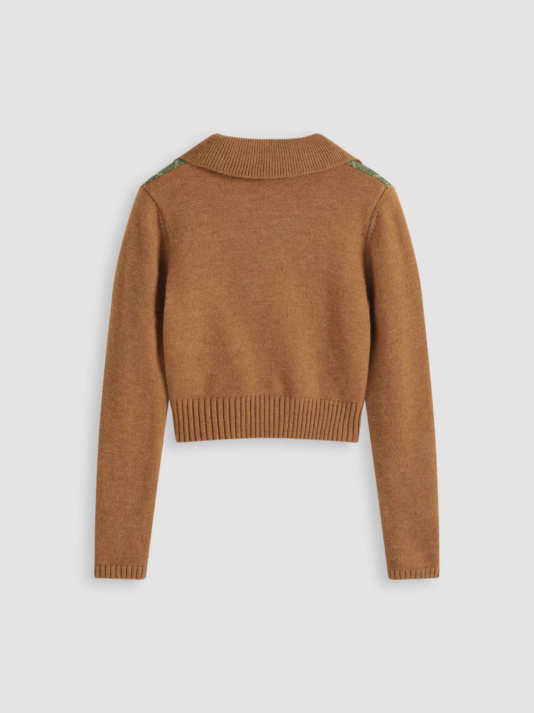 Kamelfarbener Pullover mit Argyle-Print
