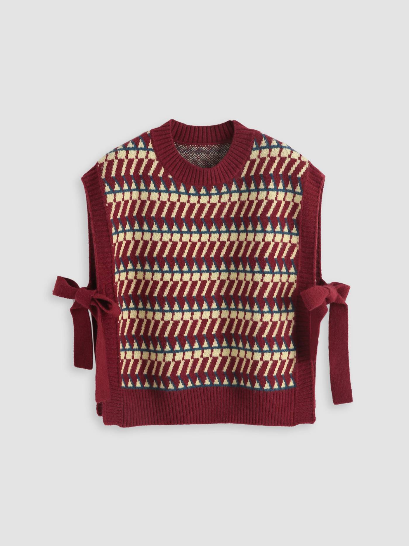 Side Tied Striped Knit Vest