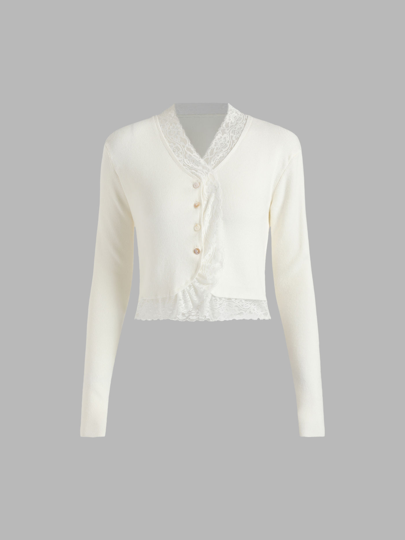 White Lace Trimmed Cardigan 