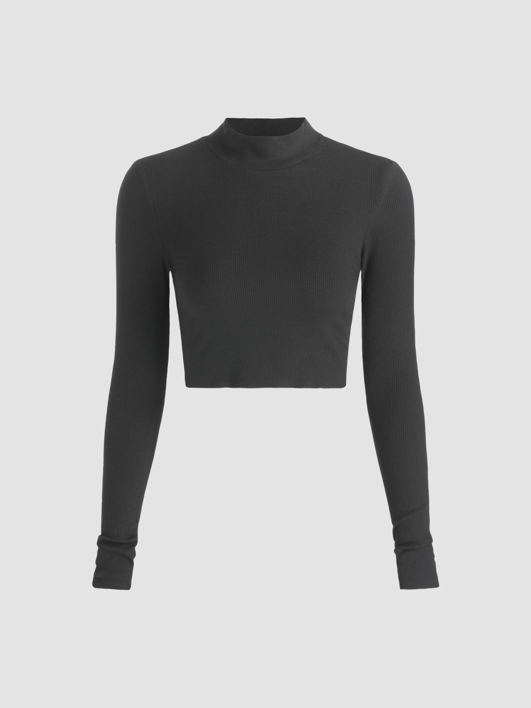 Festes Langarm-Crop-Top
