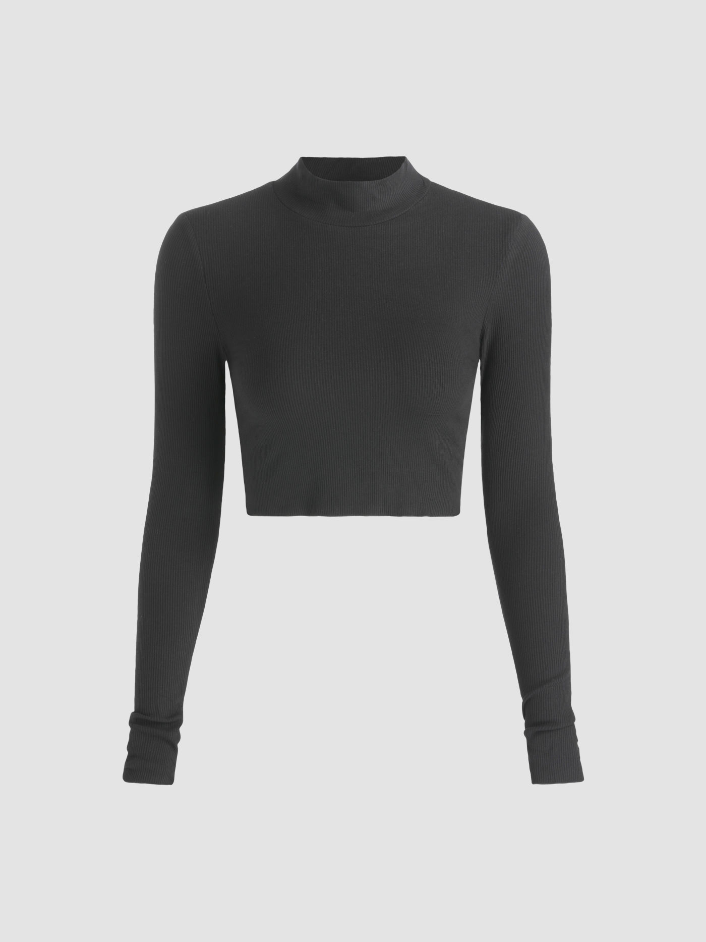 Solid Long Sleeve Crop Top