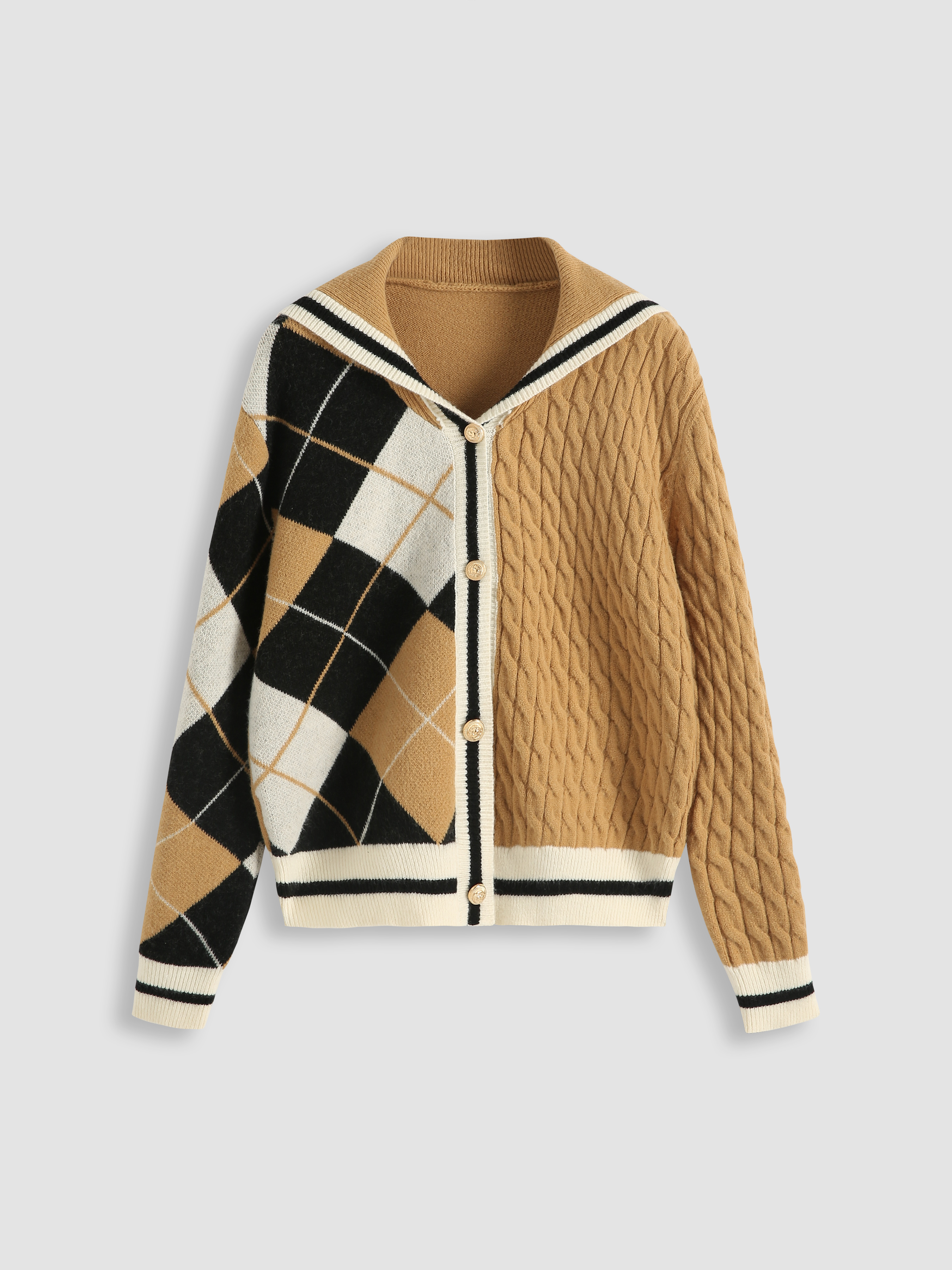 Patchy Sailor Collar Cardigan - Cider