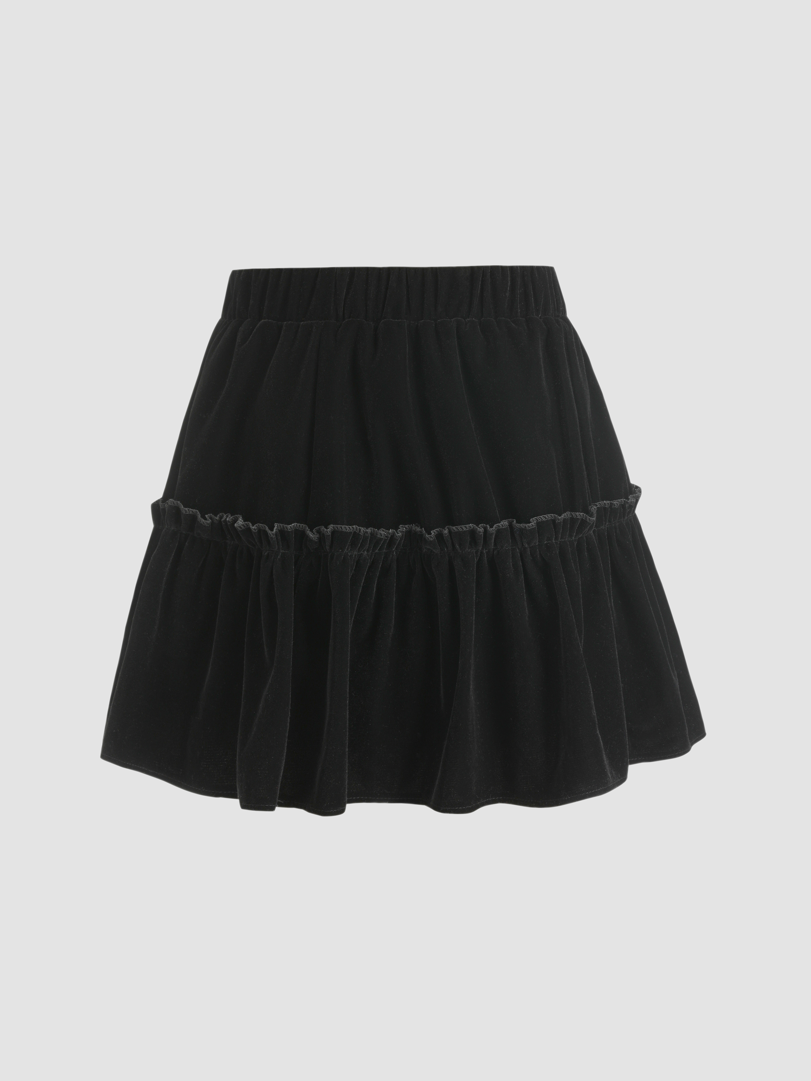 【NONCODE】Karun Velvet Frill Skirt String Frill Mini Skort CA409 - Korean Women's Fashion | LEWKIN