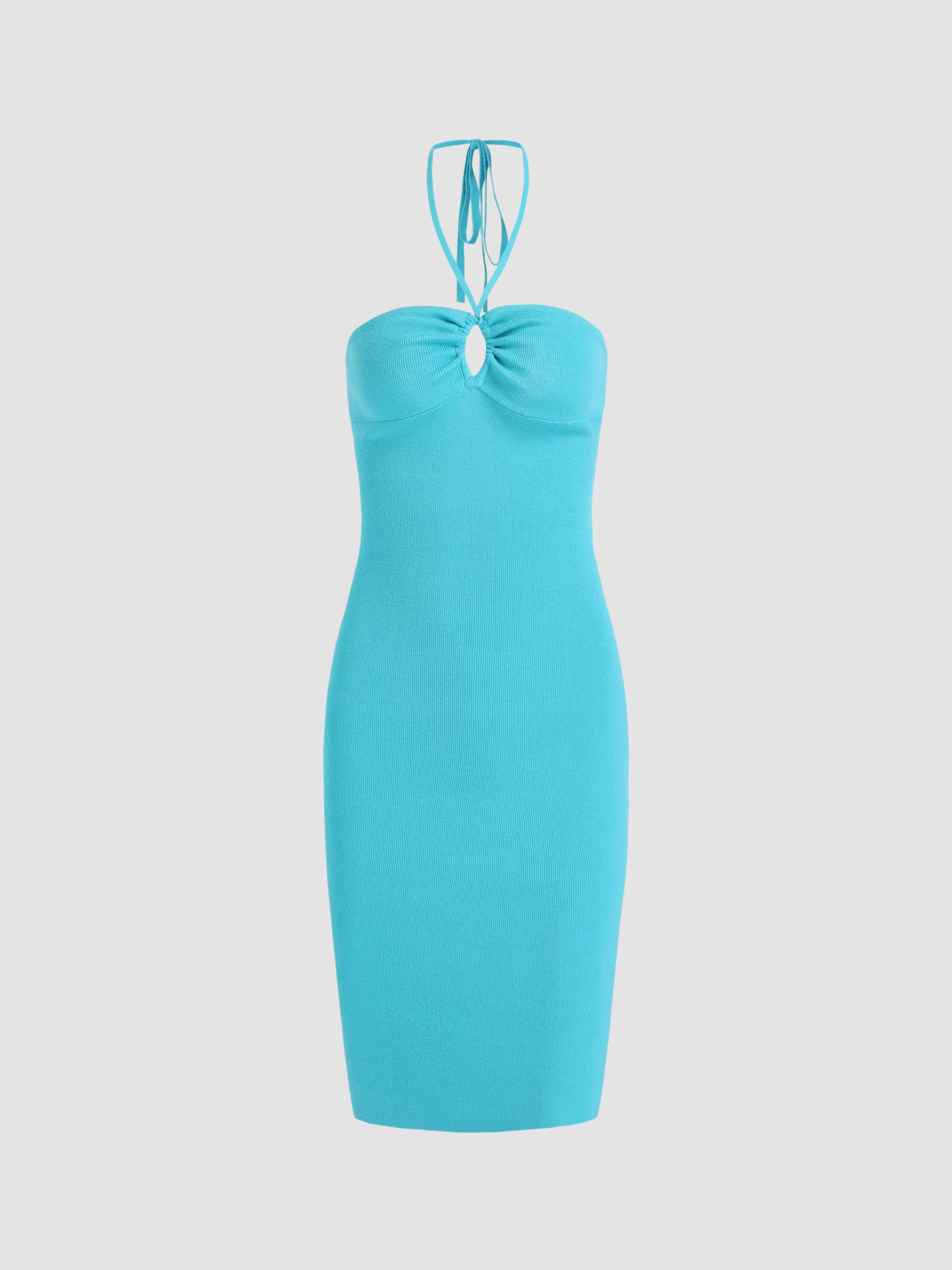 Hoco Dress Sky Blue Cut Out Bodycon Dress For Coffee Shop
