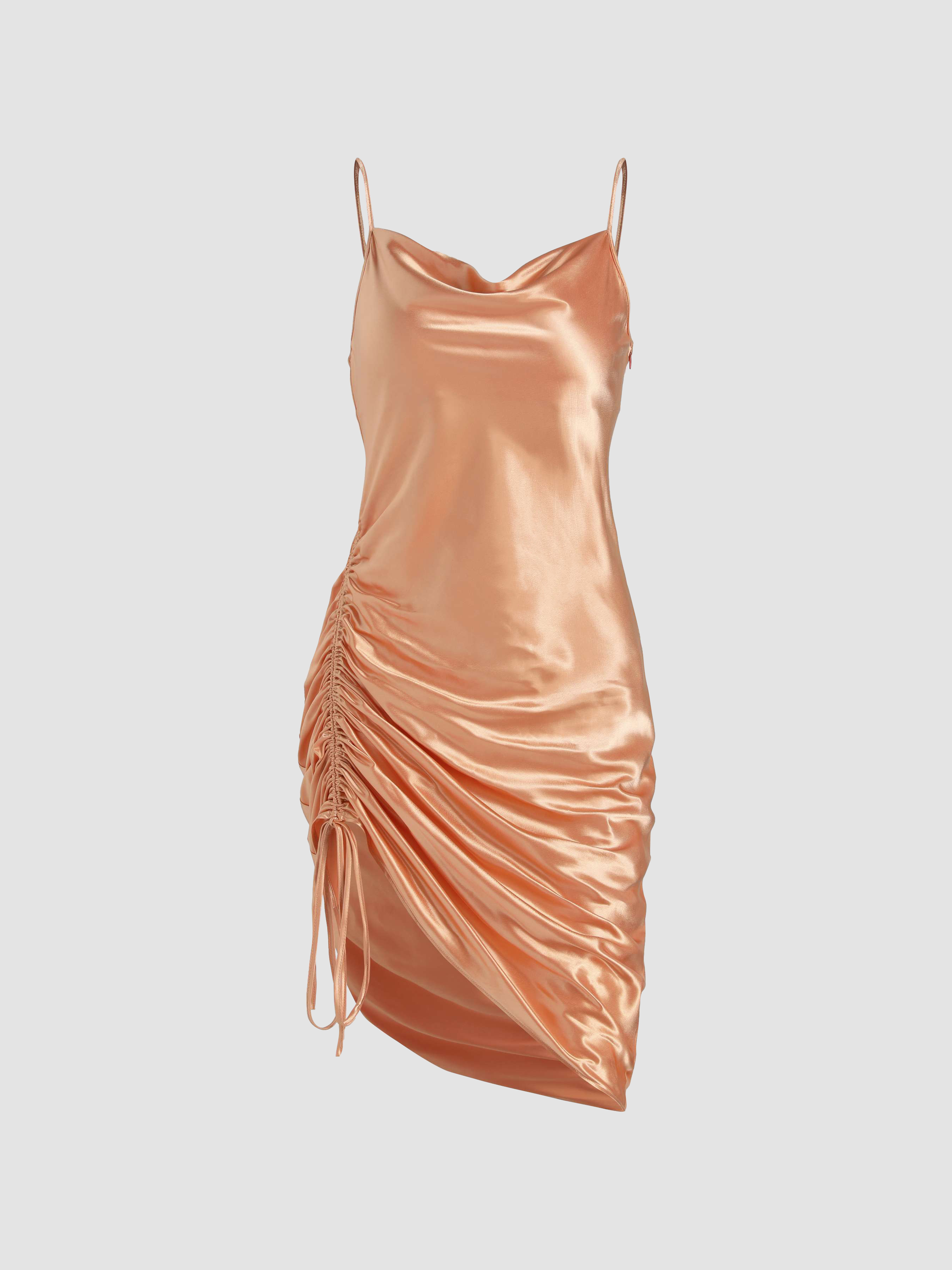 satin drawstring dress