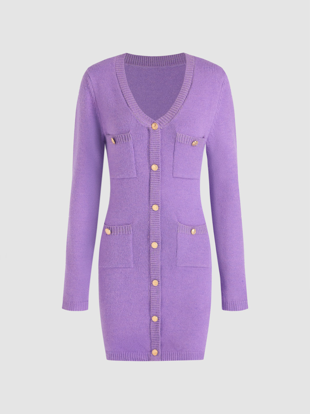 Button Up Knit Dress For Daily Casual Vacation Party/Clubbing