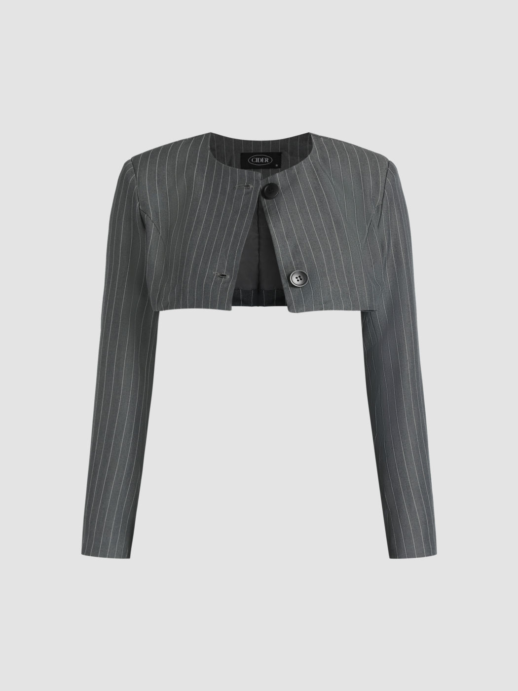 Grey Stripe Jacket For School Date Exhibition Coffee Shop