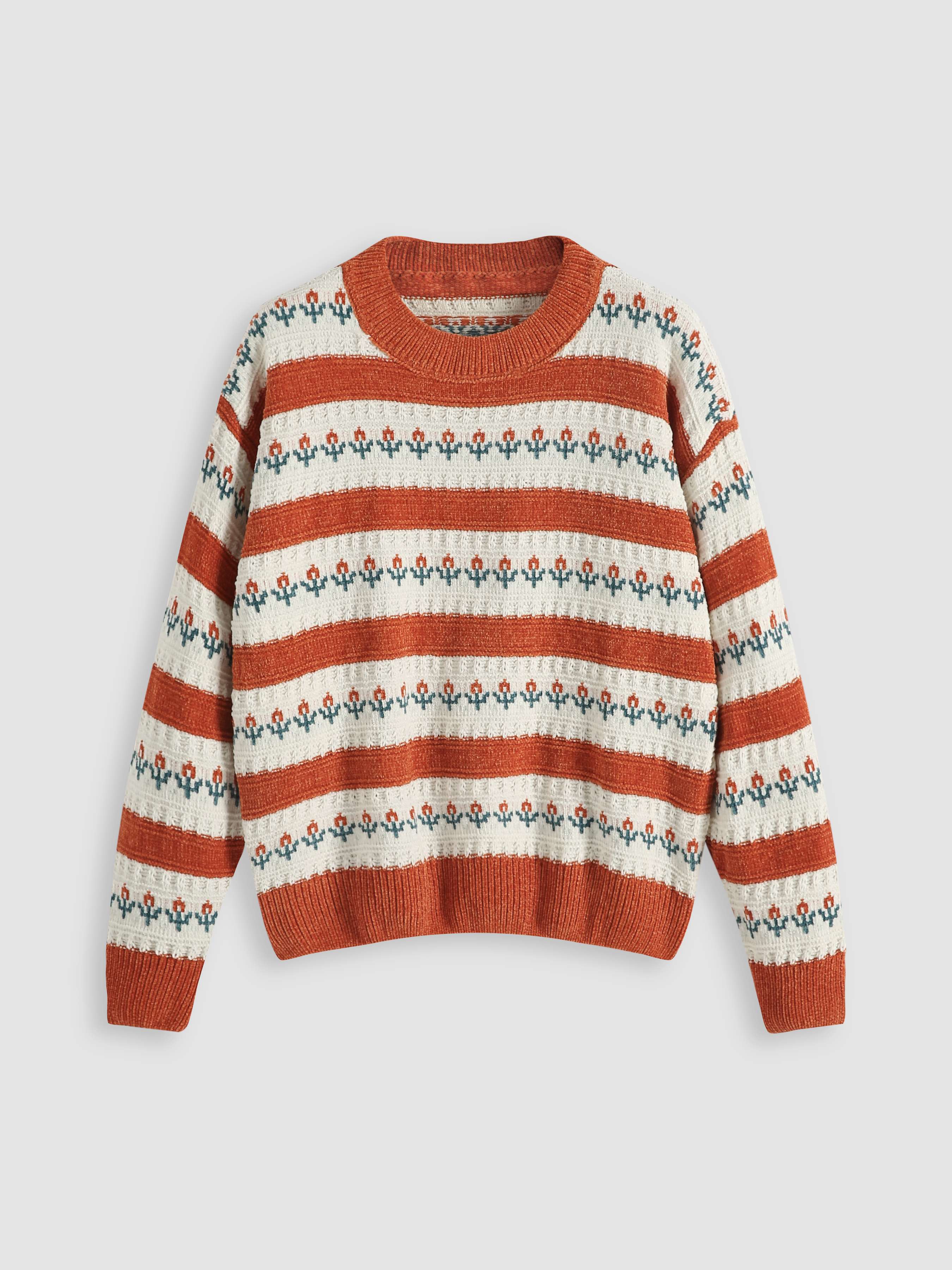 Floral Striped Sweater Cider