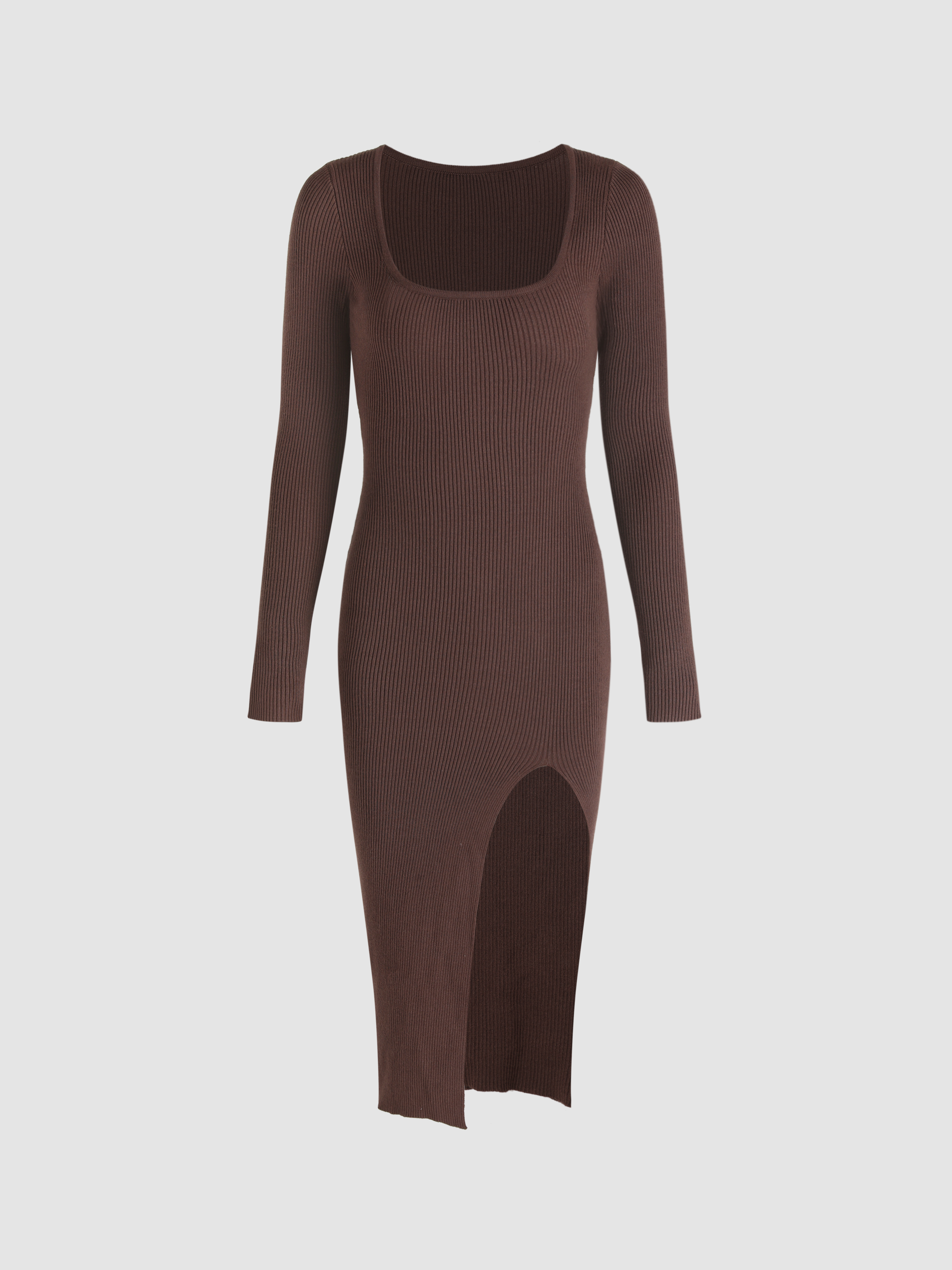 Knit Solid Bodycon Dress - Cider